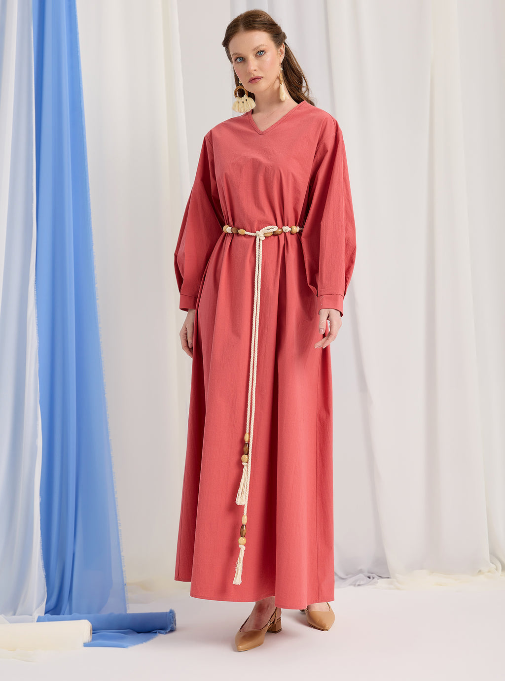 100% Cotton Poplin Belted Dress - Store WF