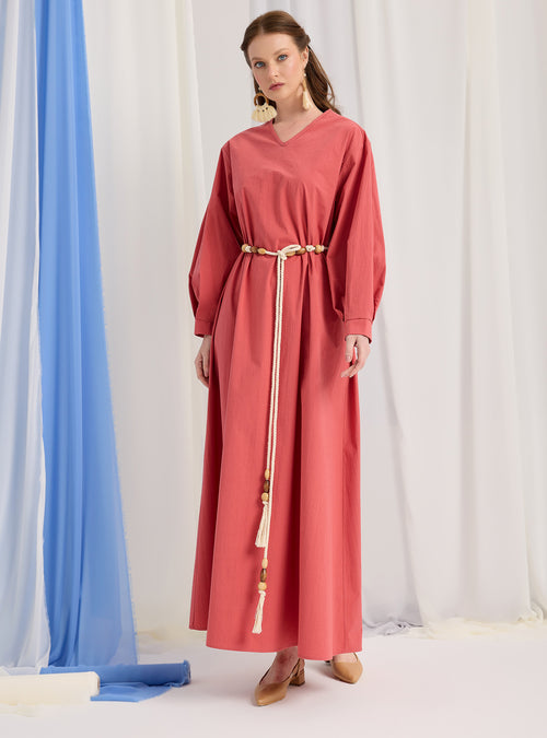 100% Cotton Poplin Belted Dress - Store WF