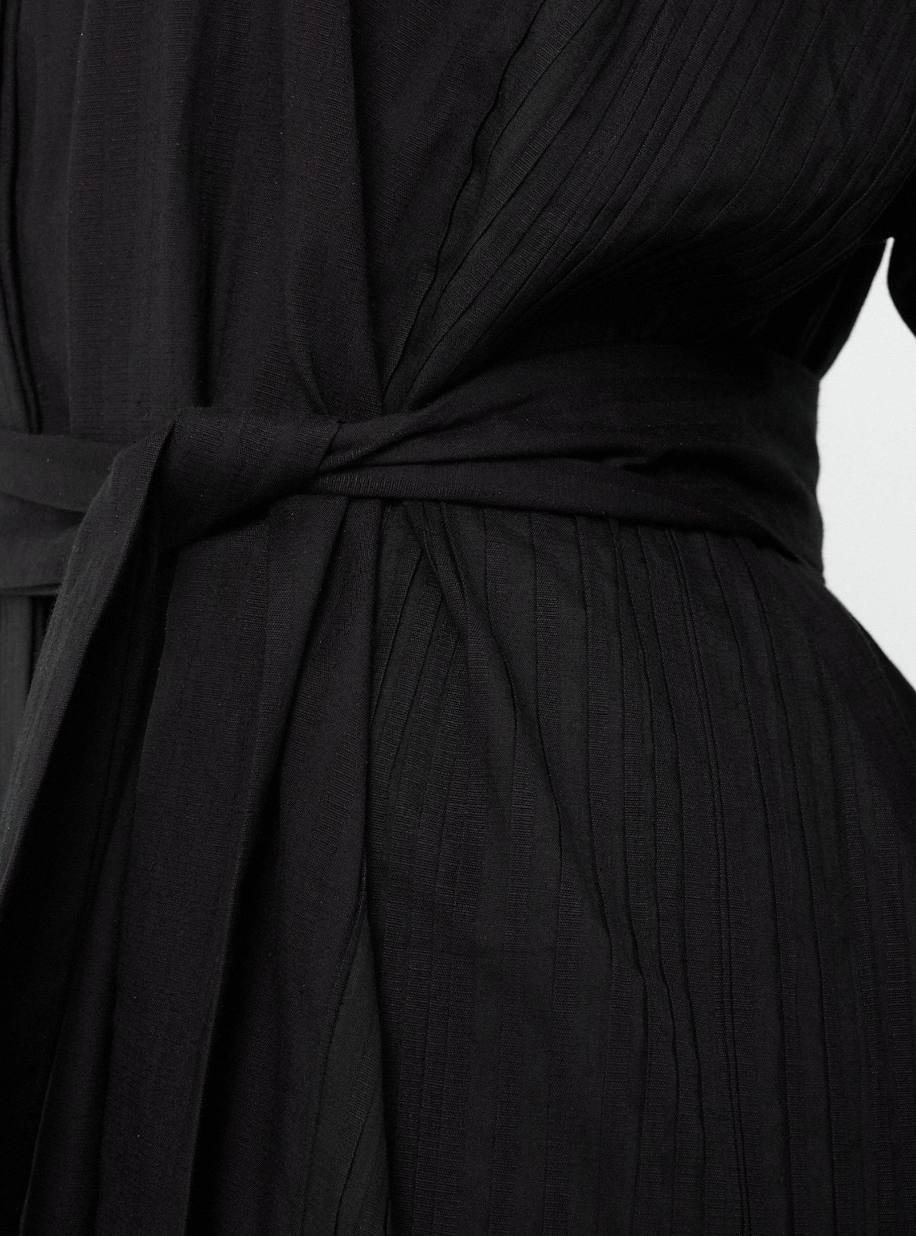 Black Belted Cotton Dress - Store WF