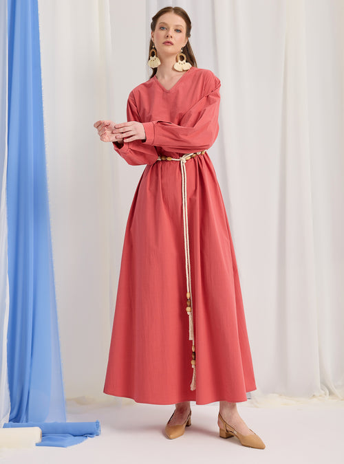 100% Cotton Poplin Belted Dress - Store WF