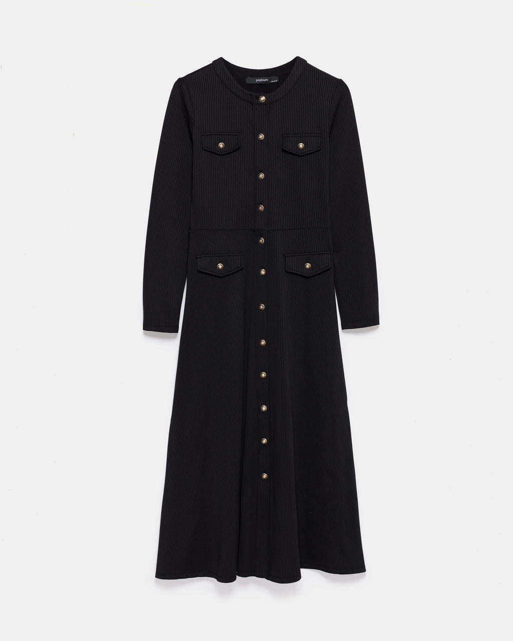 Black Signature Knit Dress with Gold Button - Store WF