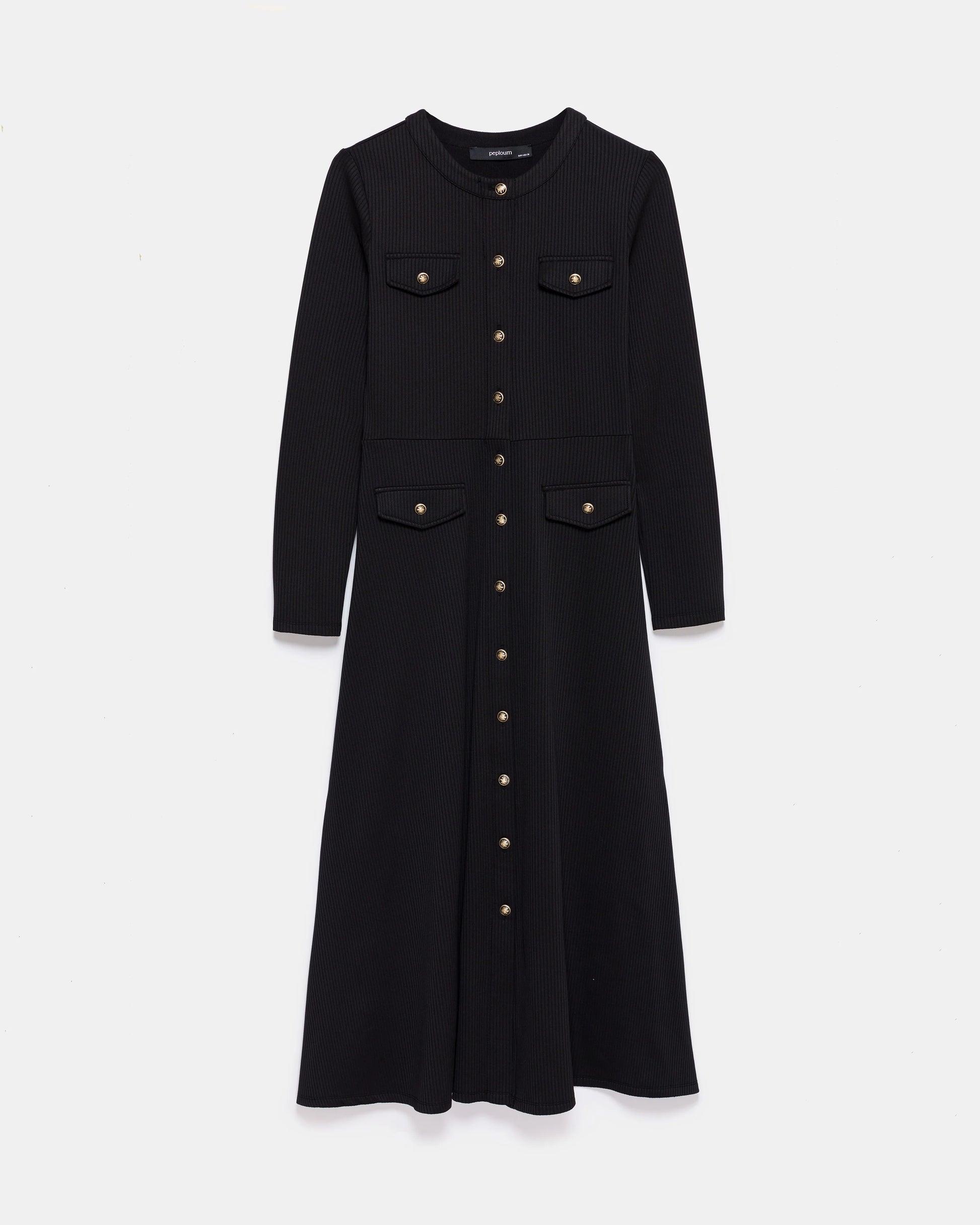 Black Signature Knit Dress with Gold Button - Store WF