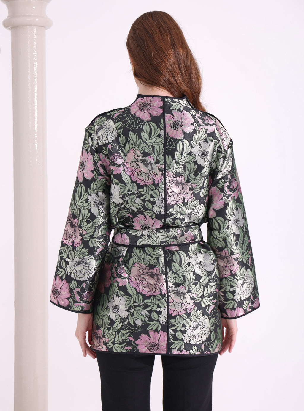 Green Jaquarde Belted Jacket - Store WF