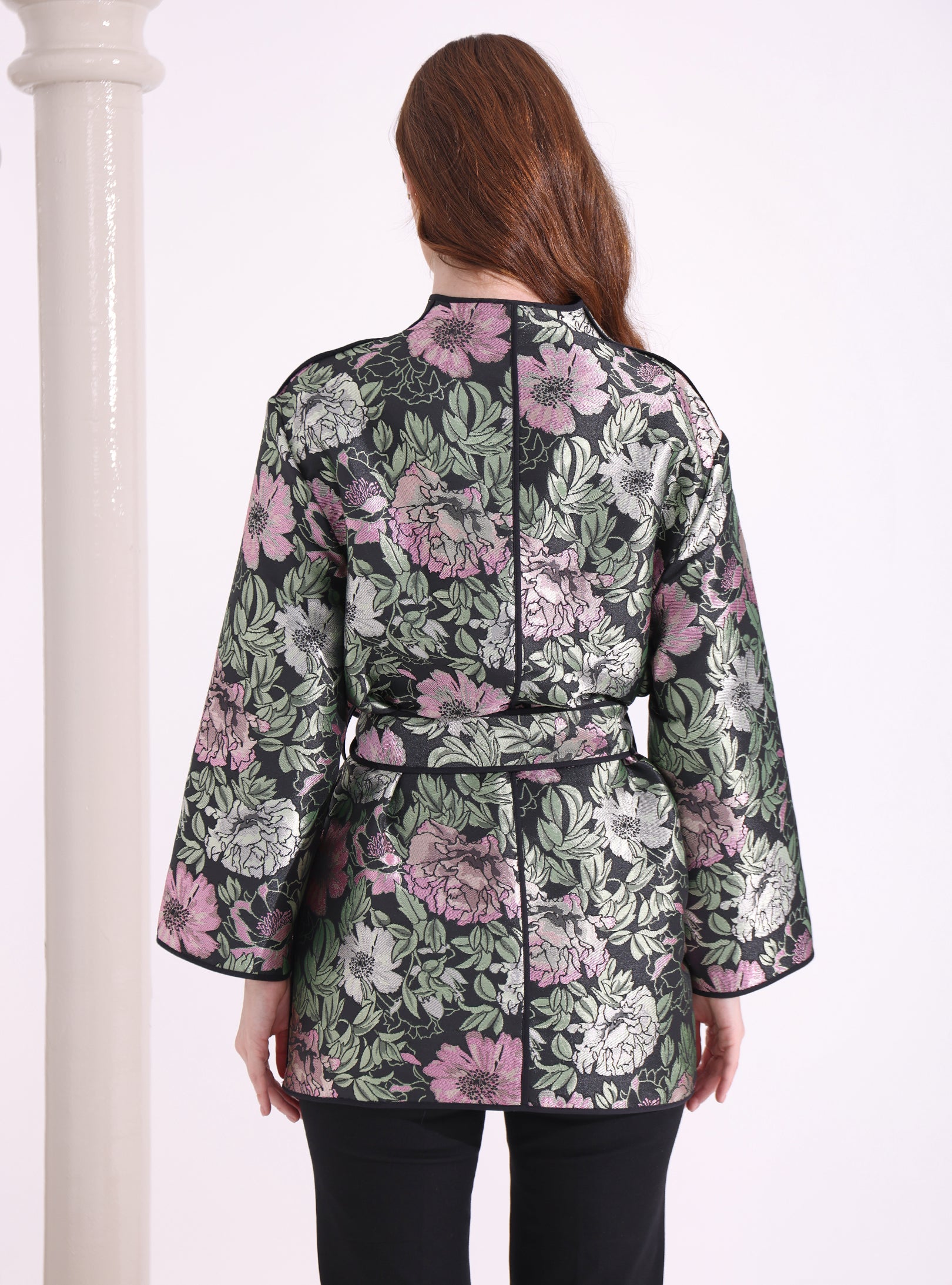 Green Jaquarde Belted Jacket - Store WF