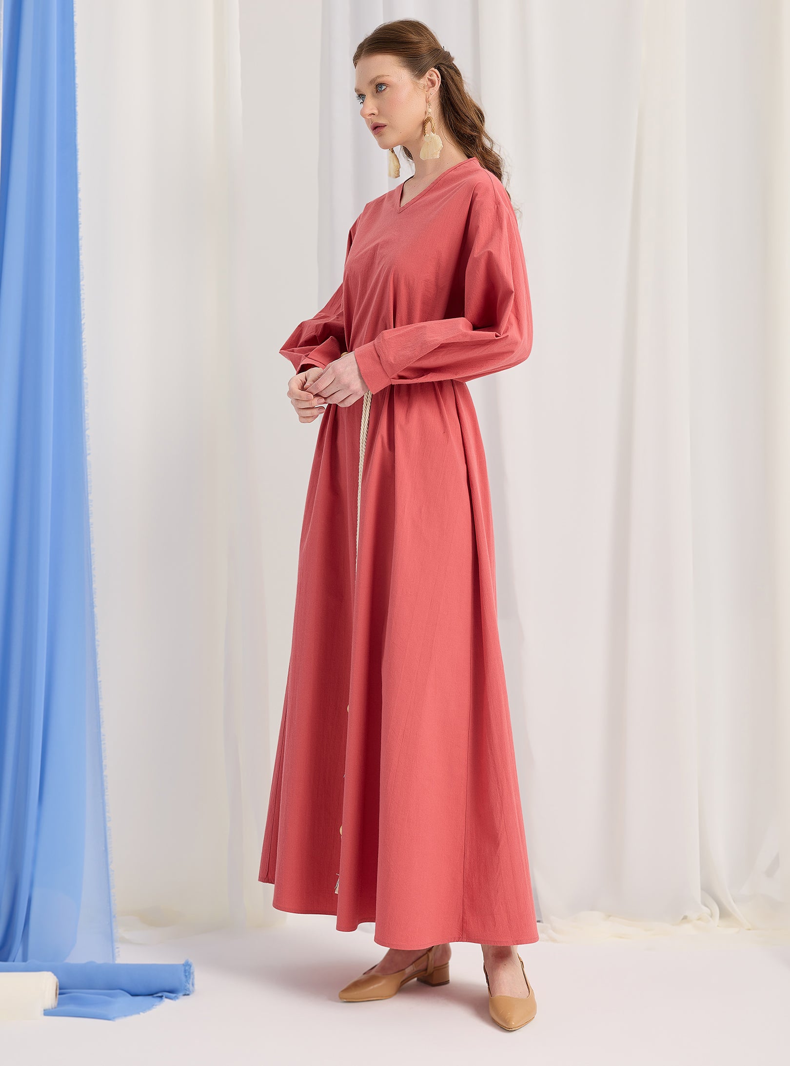 100% Cotton Poplin Belted Dress - Store WF