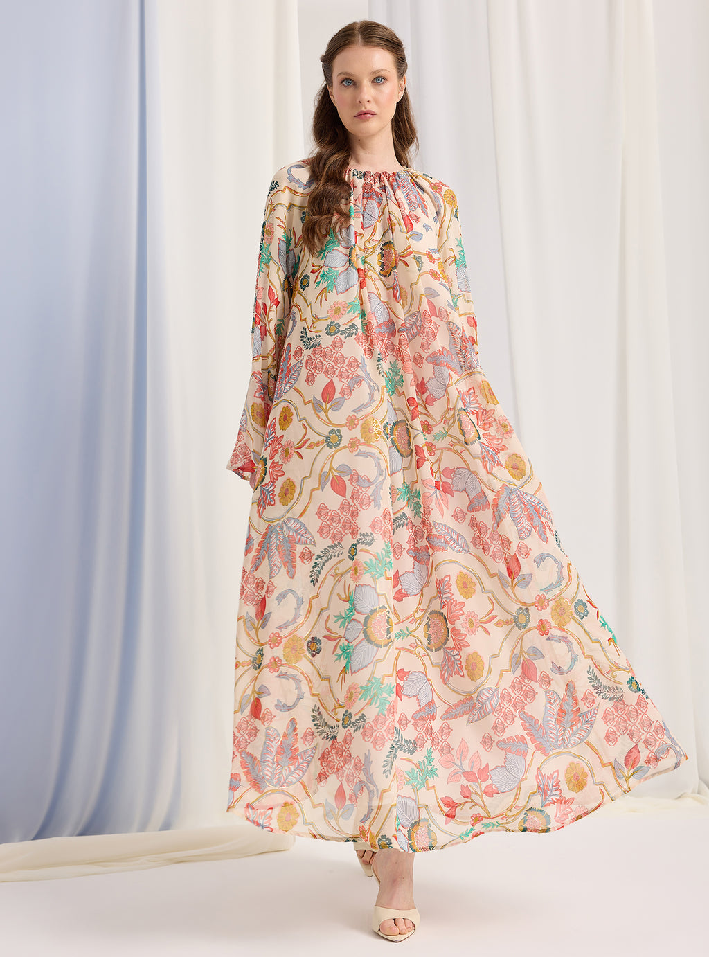 Gold Lurex Detailed Belted Maxi Dress - Store WF