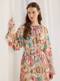 Gold Lurex Detailed Belted Maxi Dress - Store WF