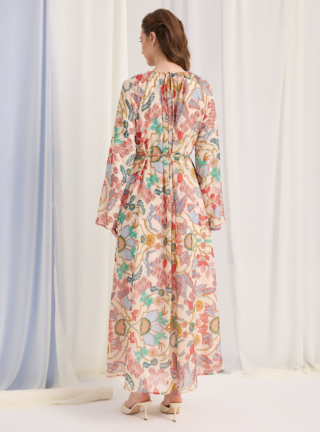 Gold Lurex Detailed Belted Maxi Dress - Store WF