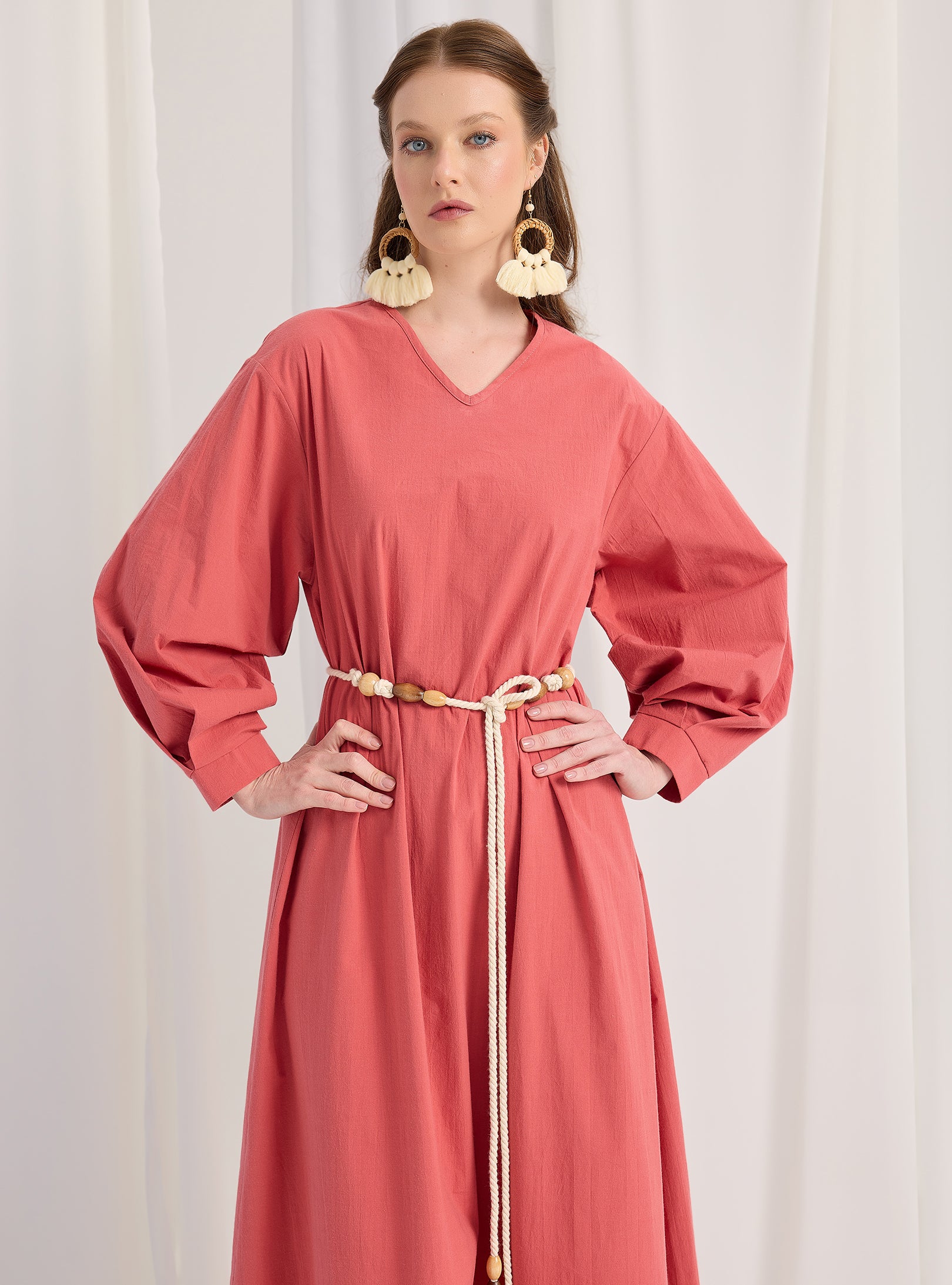 100% Cotton Poplin Belted Dress - Store WF