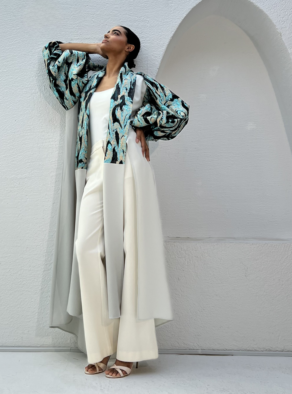 Metallic jacquard Abaya Kaftan - Store WF