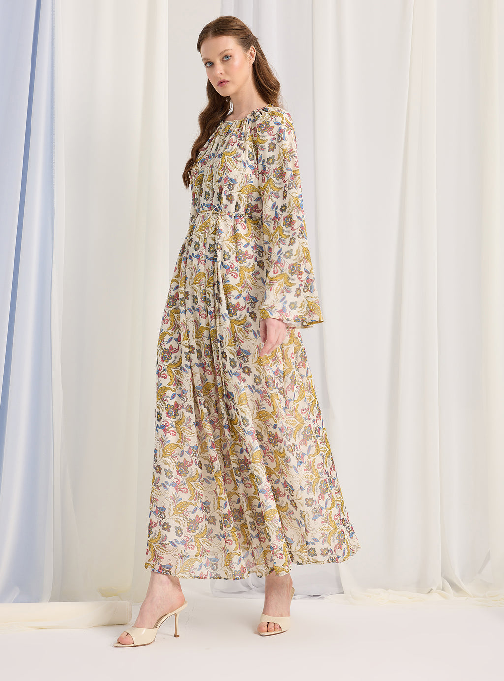 Etro Pirinted Gold Lurex Detailed Maxi Dress - Store WF