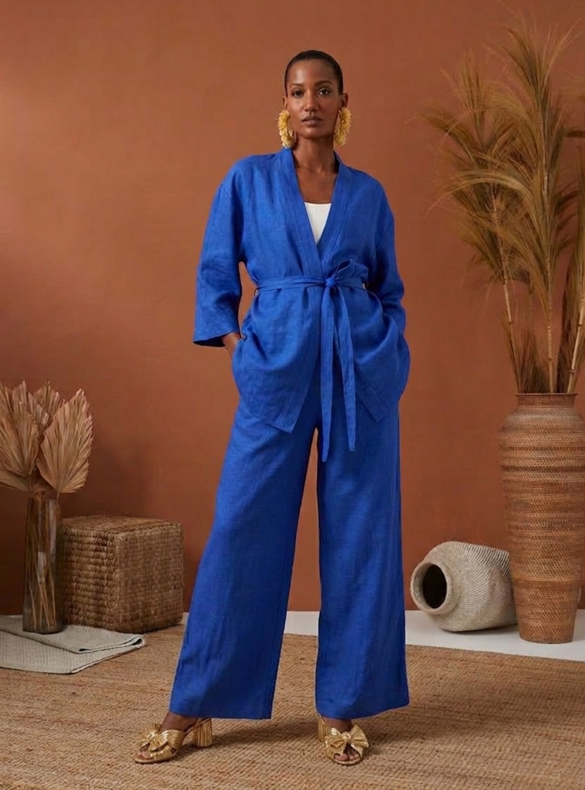 Kimono ve Pantolon Takımı Mavi