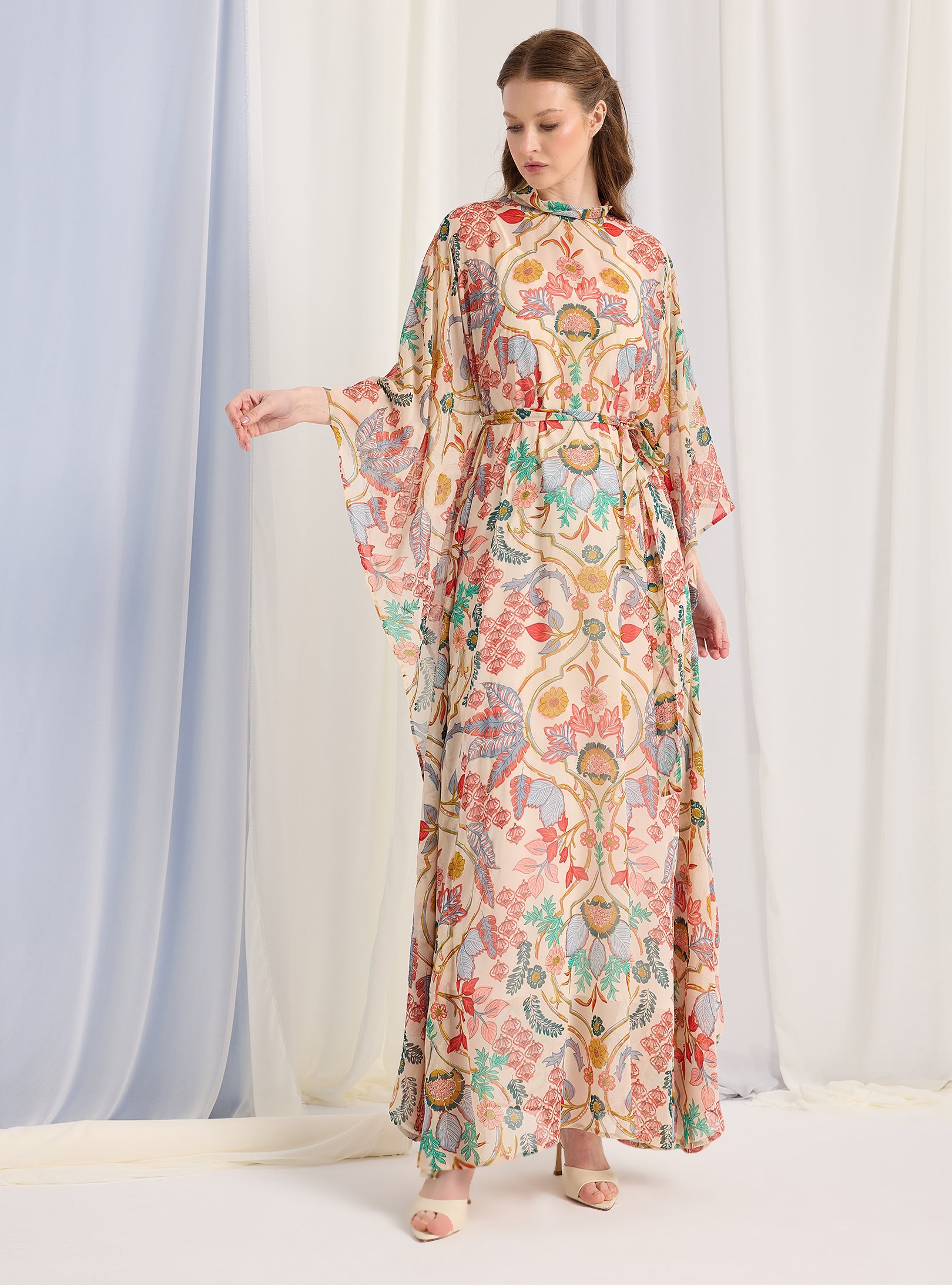 Gold Lurex Belted Kaftan Dress - Store WF