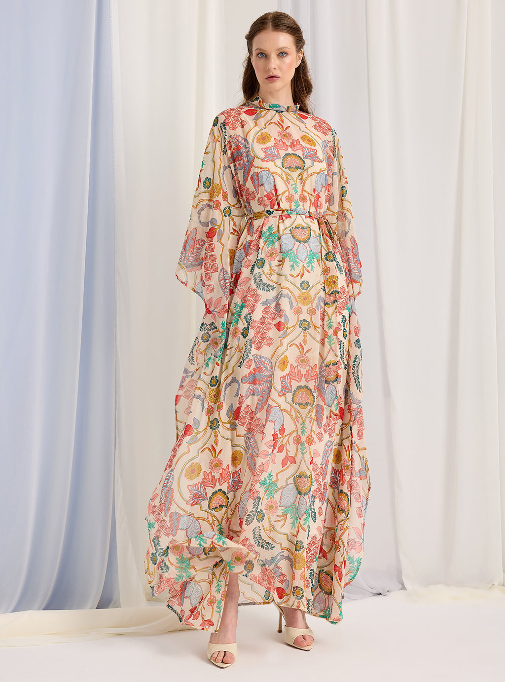 Gold Lurex Belted Kaftan Dress - Store WF