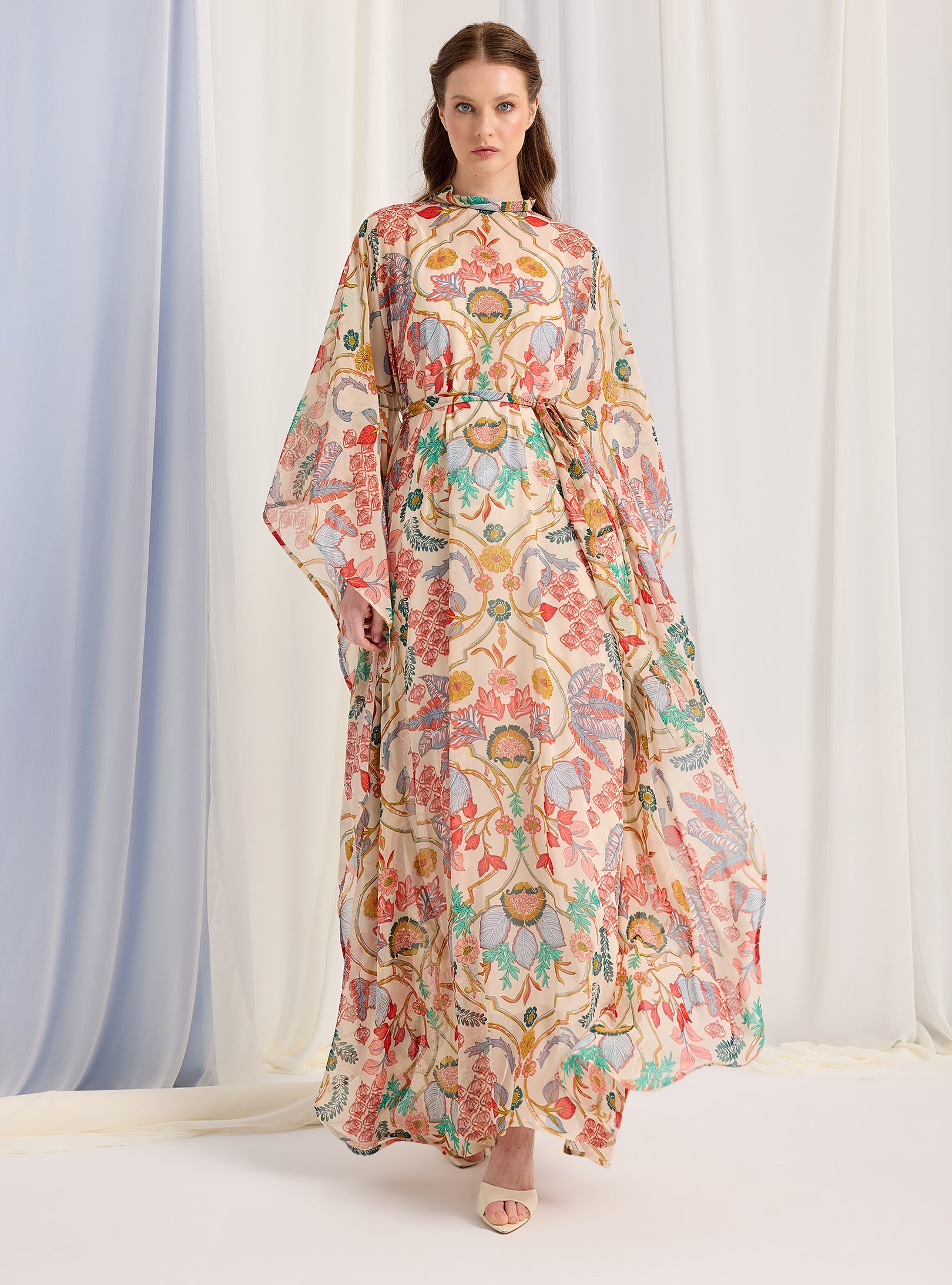 Gold Lurex Belted Kaftan Dress - Store WF