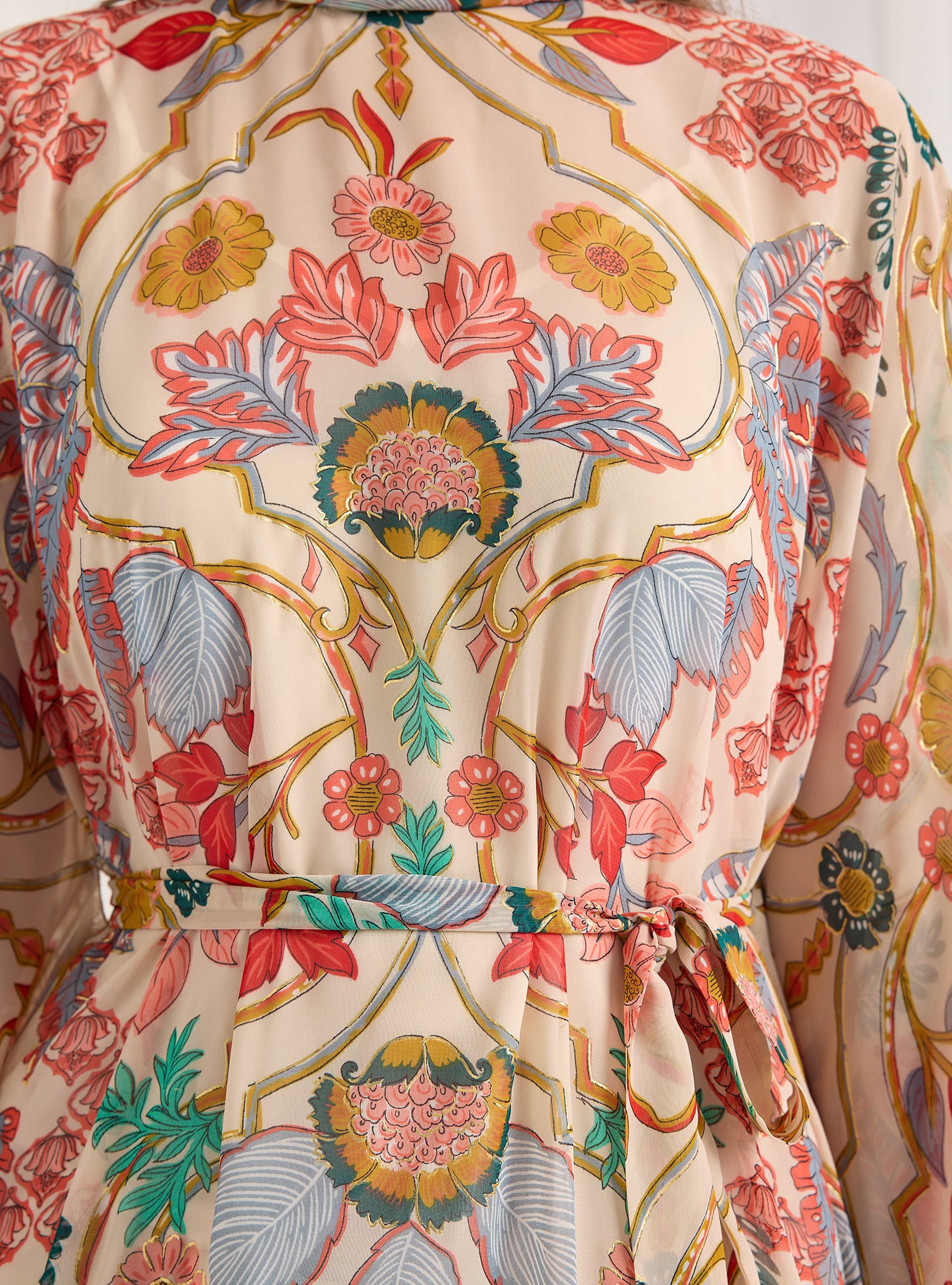 Gold Lurex Belted Kaftan Dress - Store WF