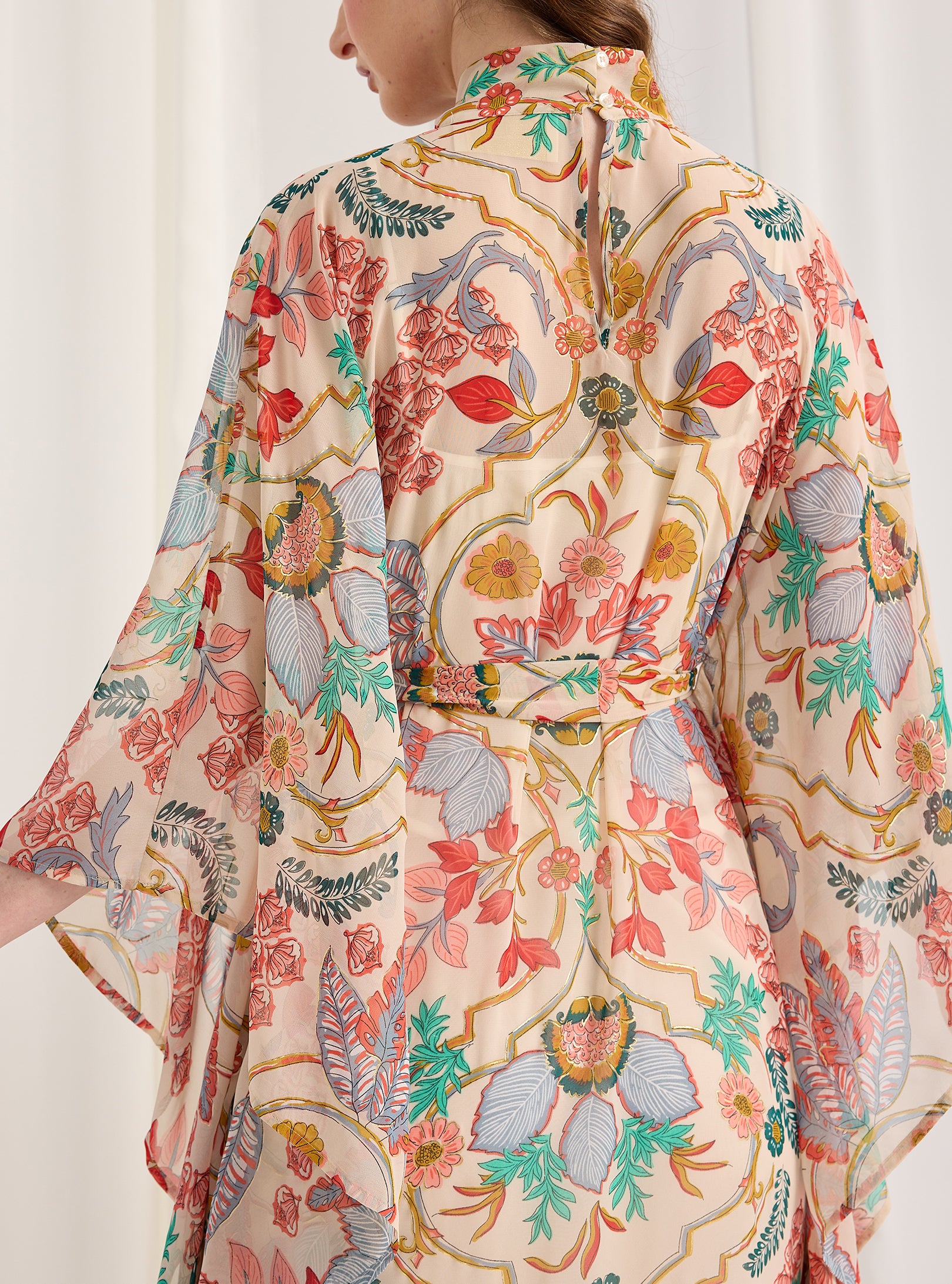 Gold Lurex Belted Kaftan Dress - Store WF