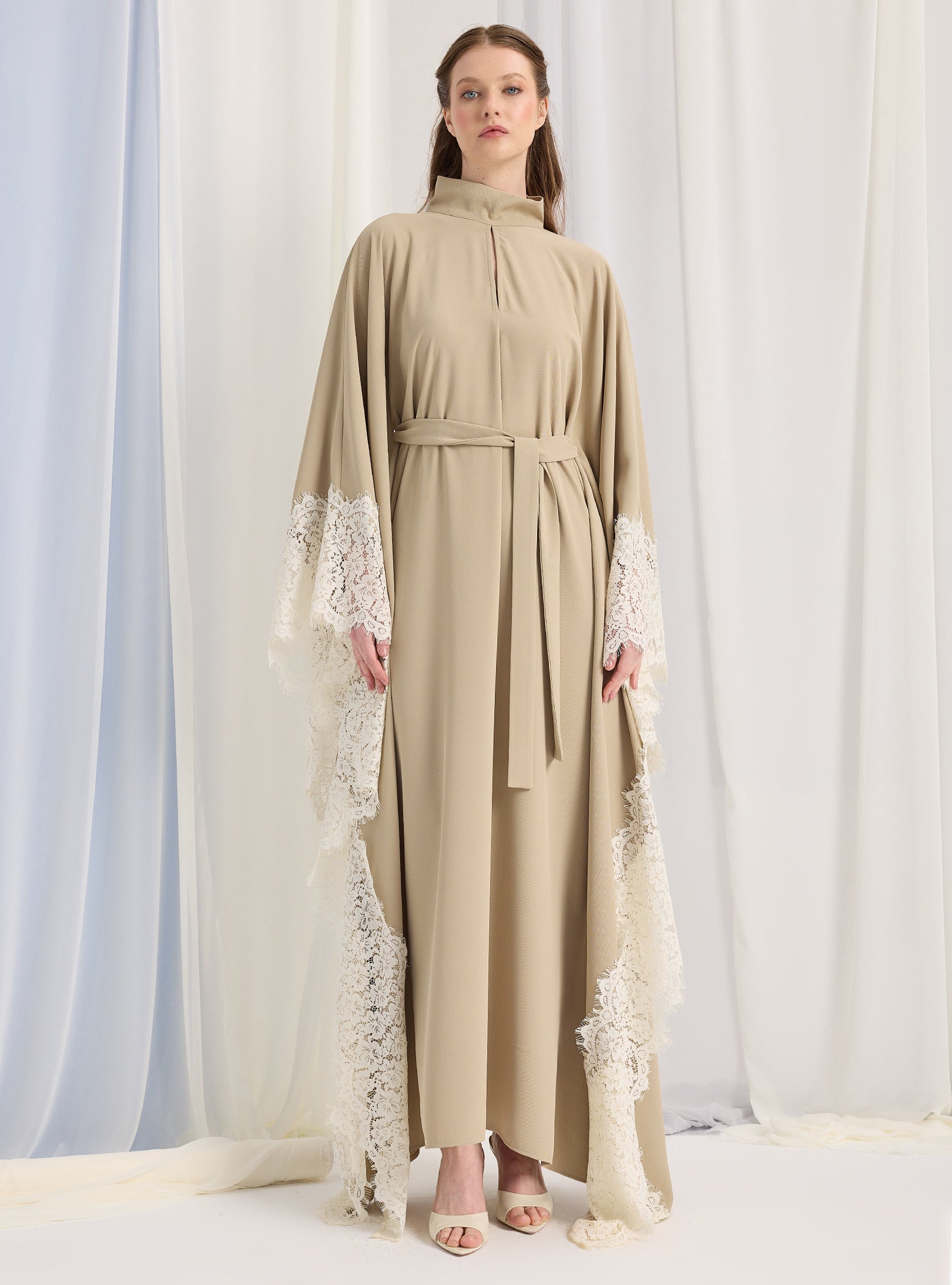 Lace Belted Kaftan Dress - Store WF