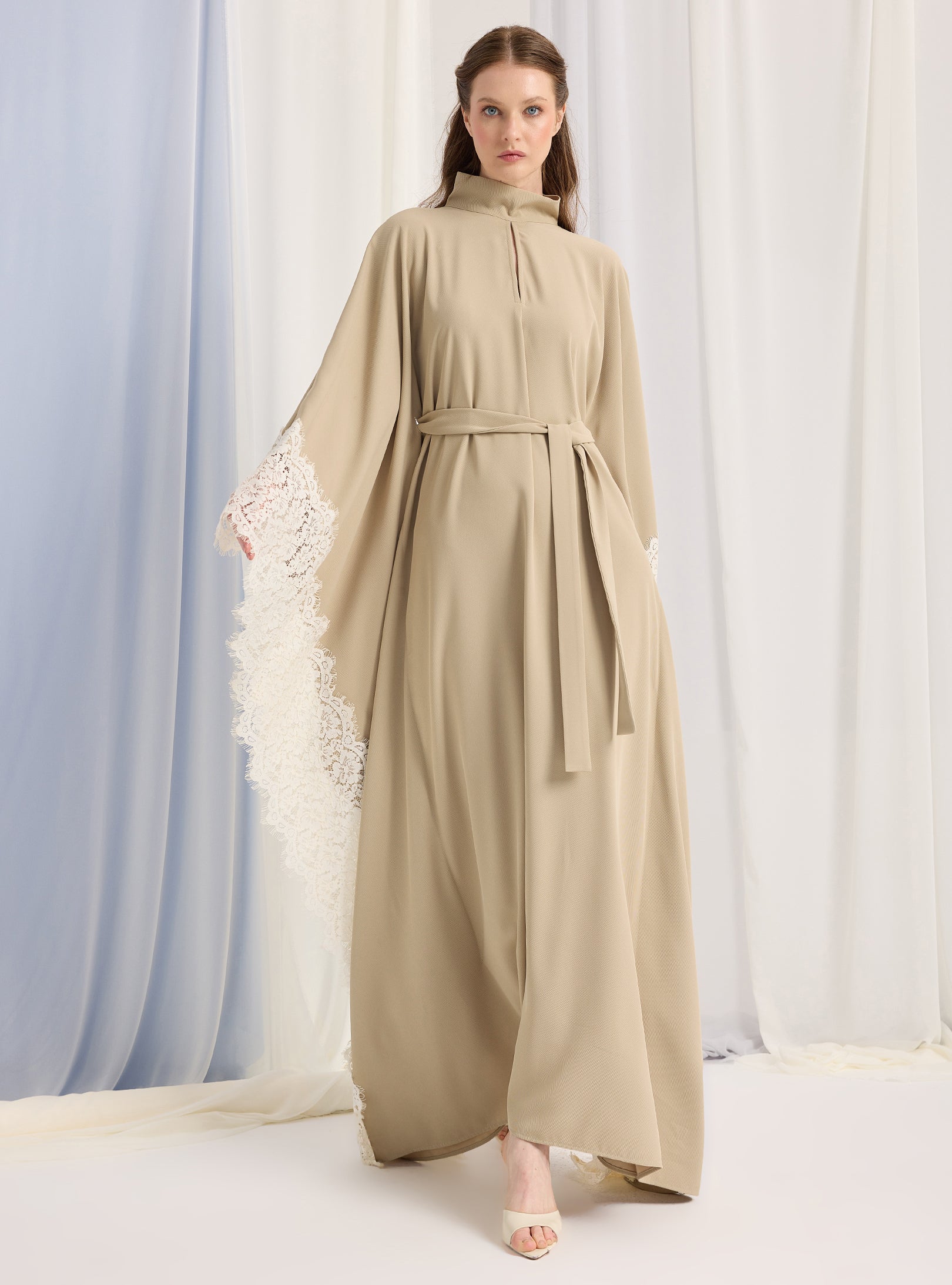 Lace Belted Kaftan Dress - Store WF