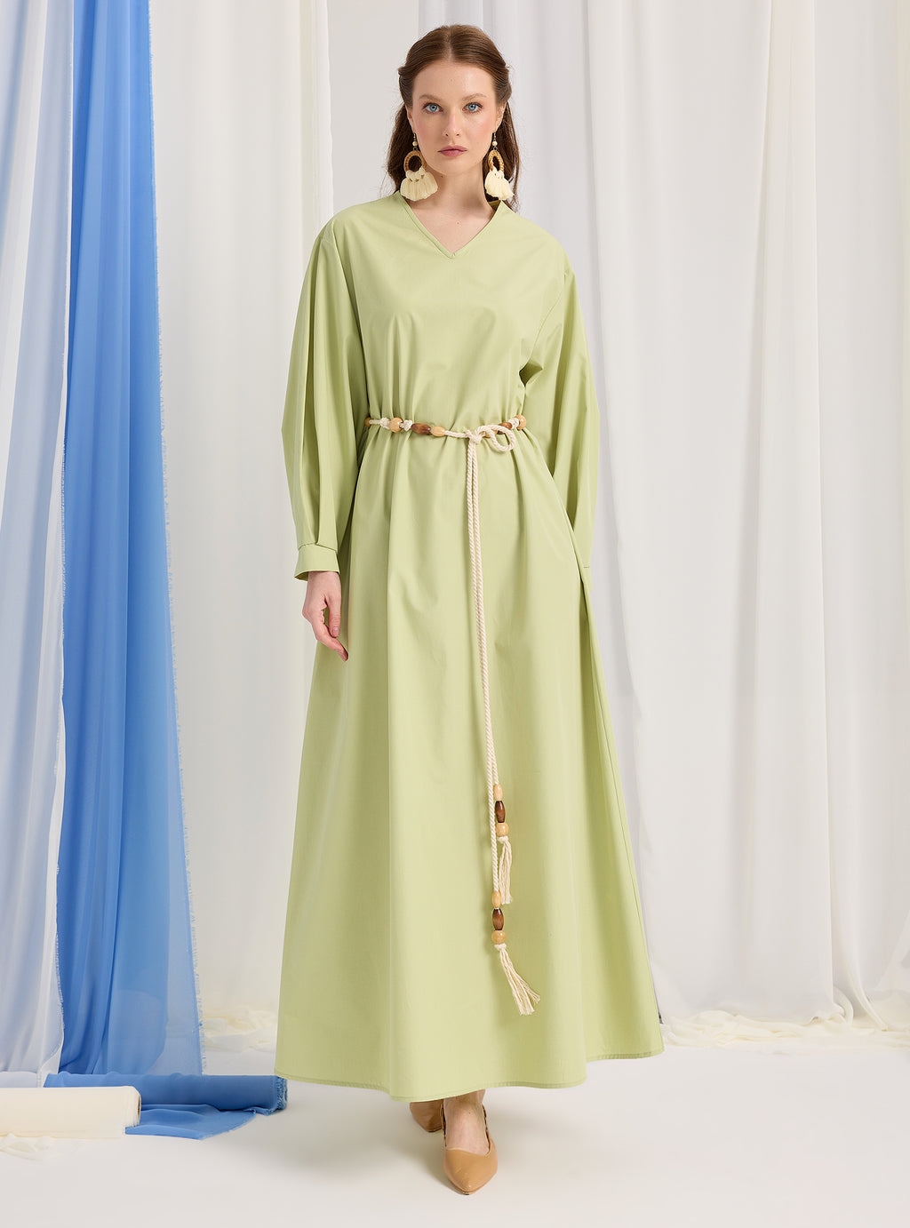100% Cotton Poplin Belted Dress - Store WF