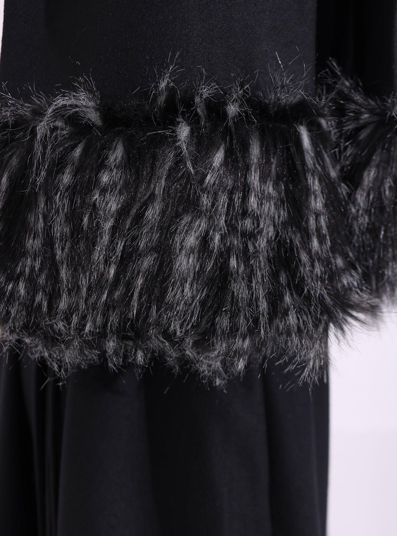 Black Faux Fur Trim Wool Gilet With Scarf - Store WF