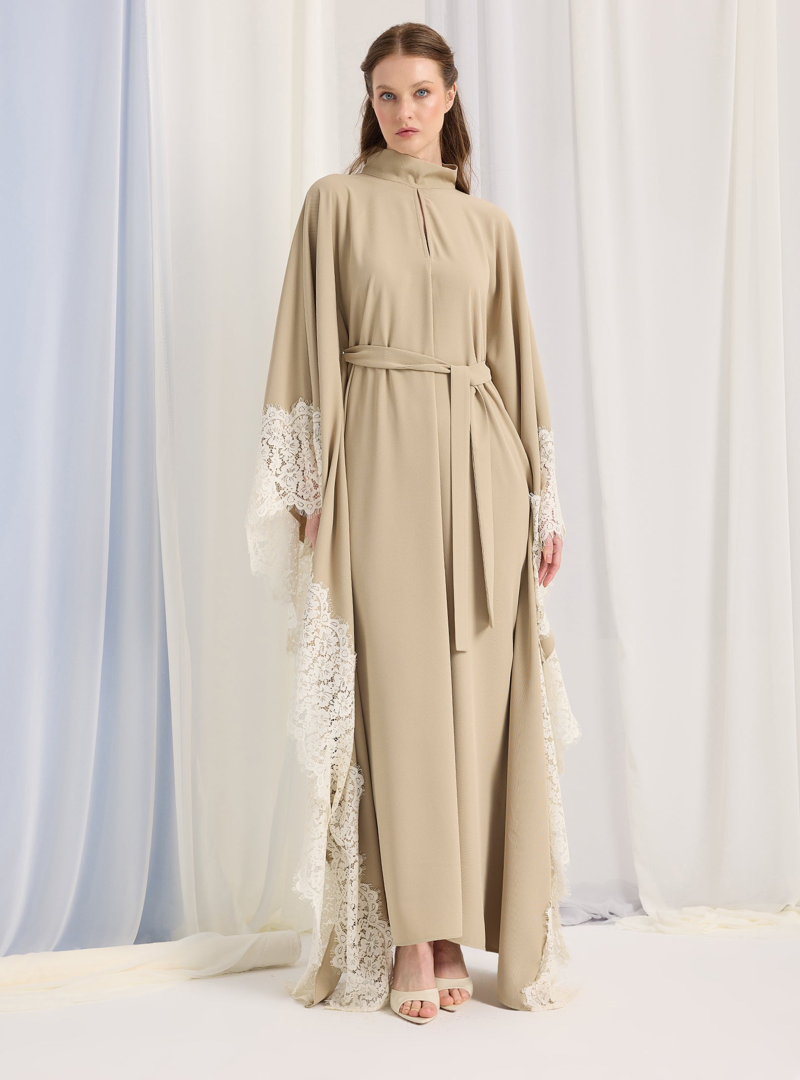 Lace Belted Kaftan Dress - Store WF