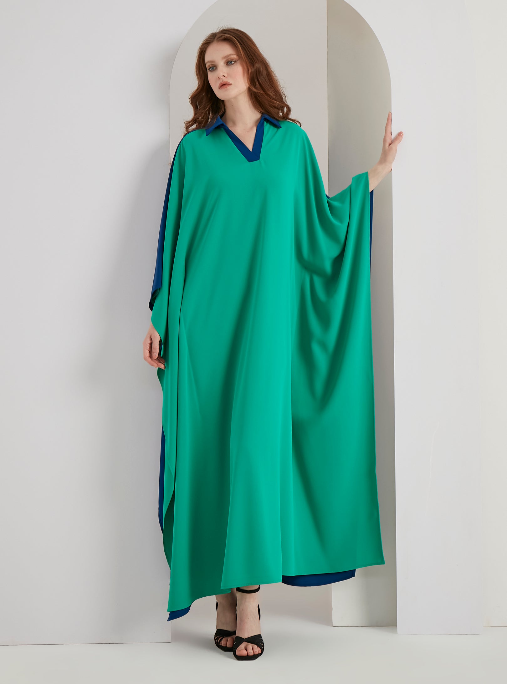 Multi Colour Shirt Maxı Kaftan Dress