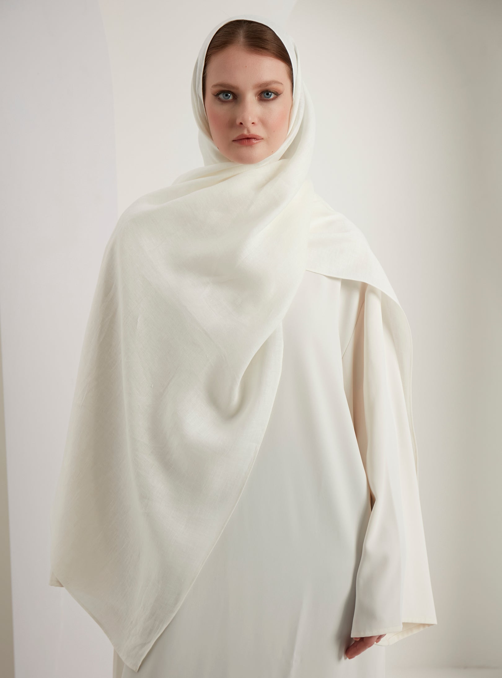 100% White Linen Scarves Hijab - Store WF