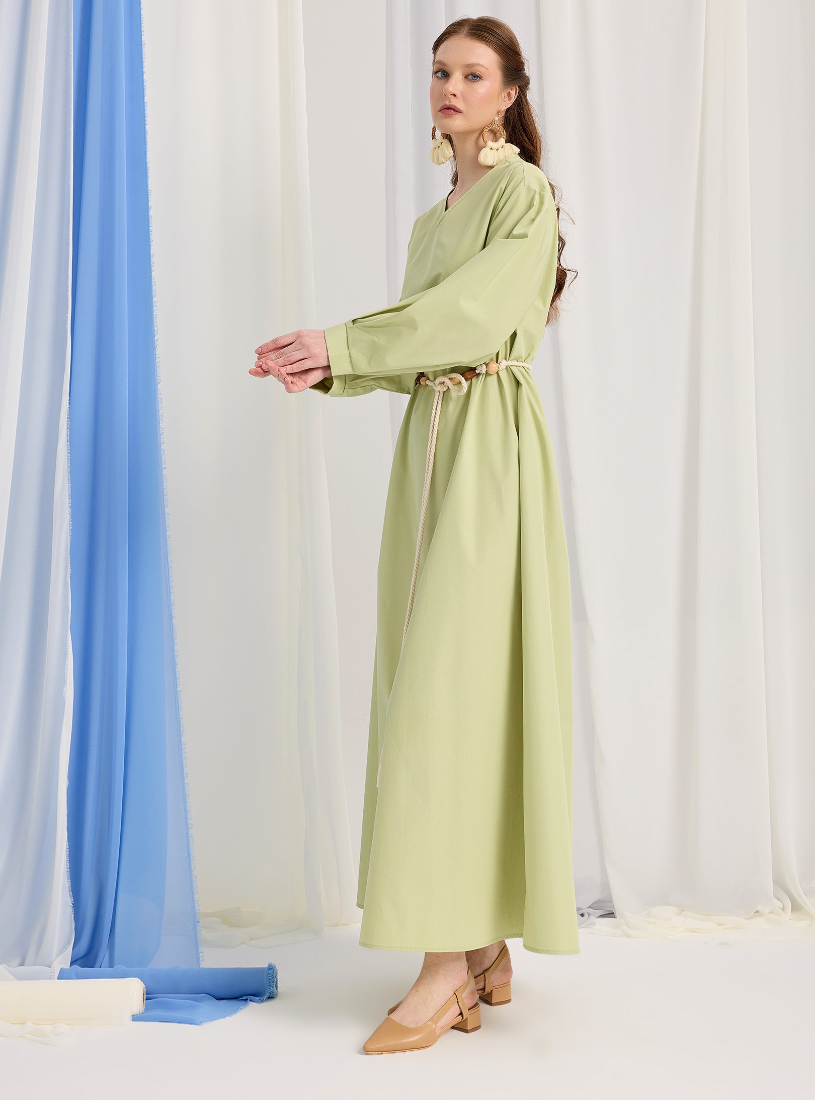 100% Cotton Poplin Belted Dress - Store WF