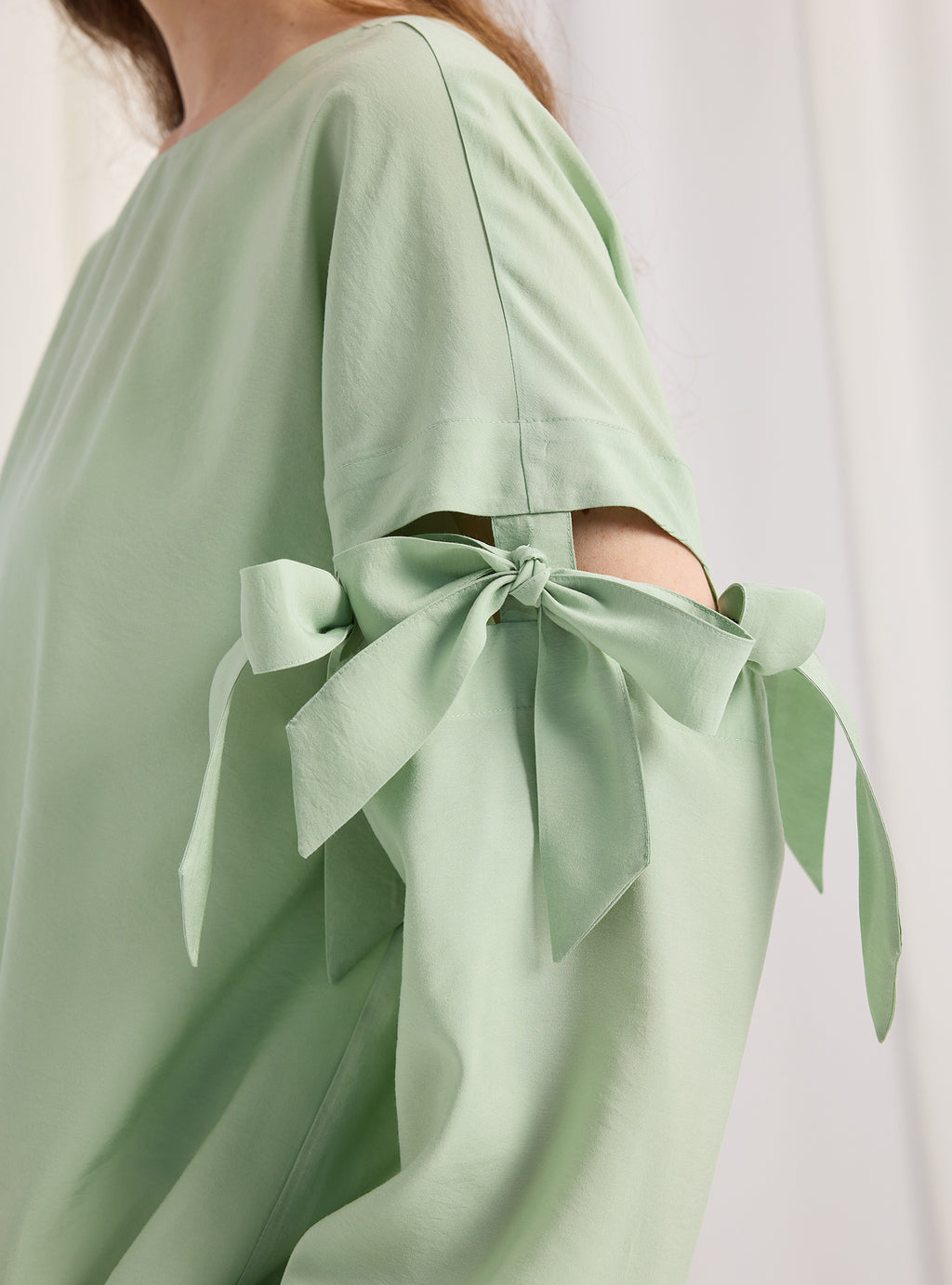 Mint Top With Sleeve Ties - Store WF