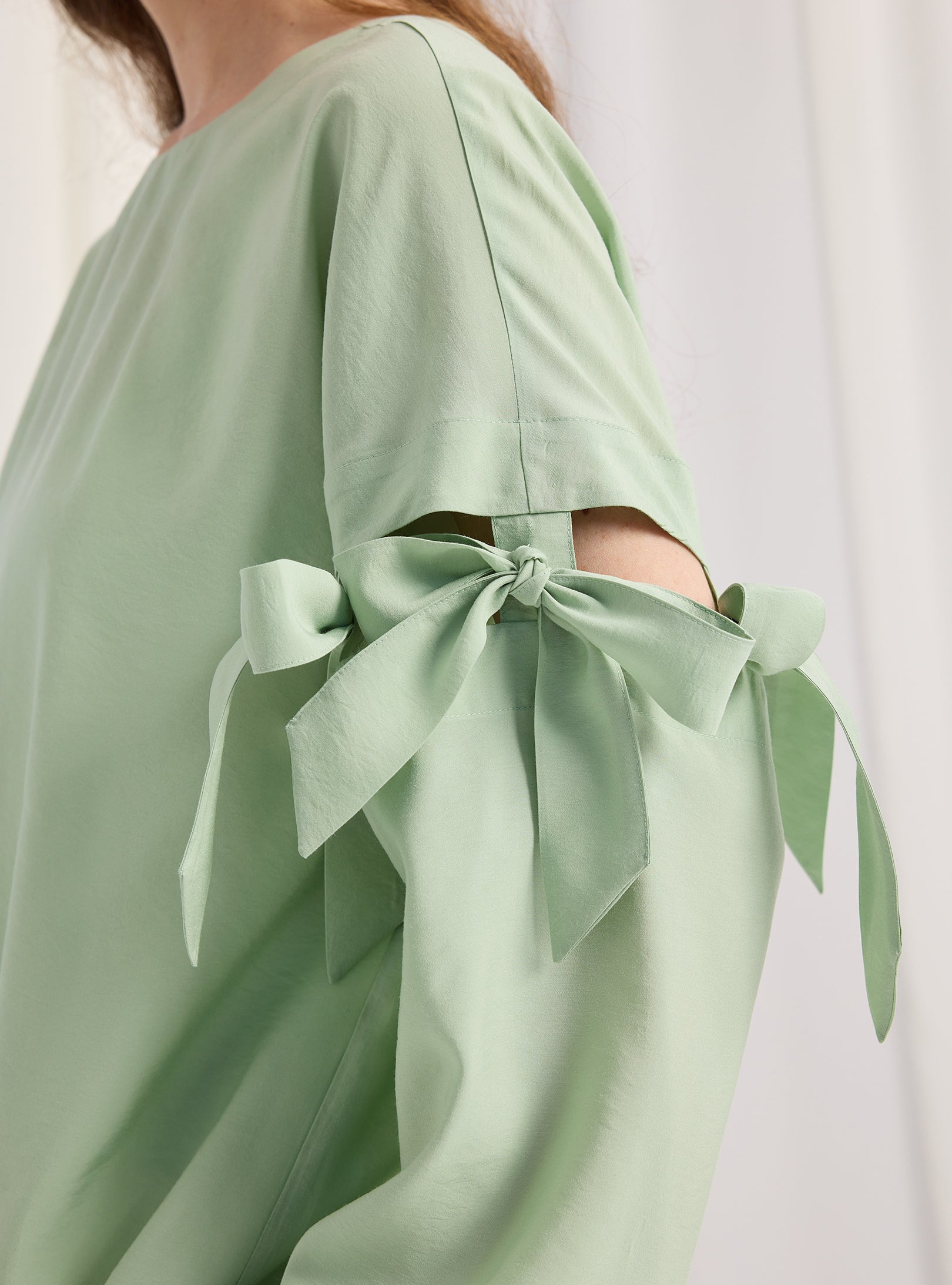 Mint Top With Sleeve Ties - Store WF