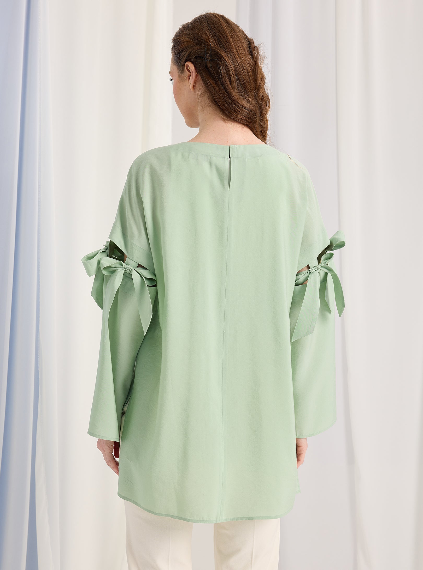 Mint Top With Sleeve Ties - Store WF