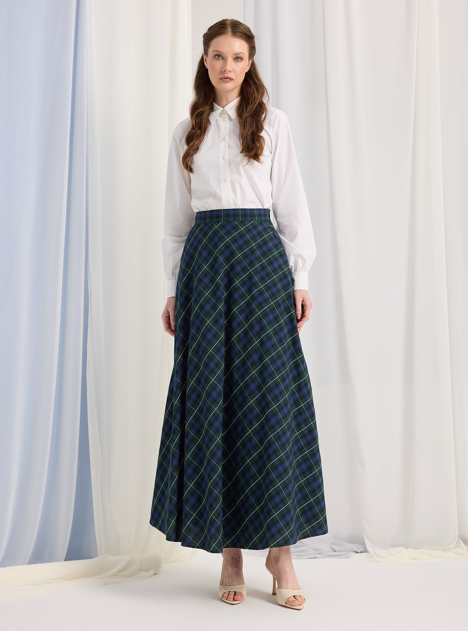 Green Check Maxi Skirt - Store WF