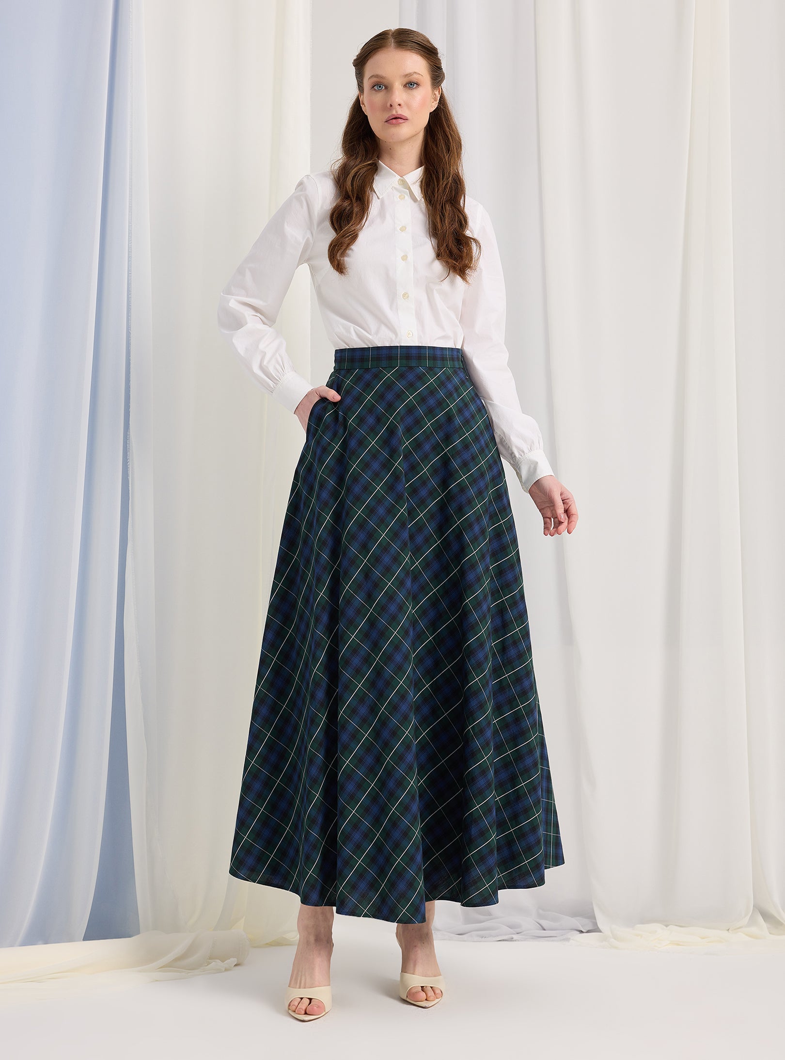 Green Check Maxi Skirt - Store WF