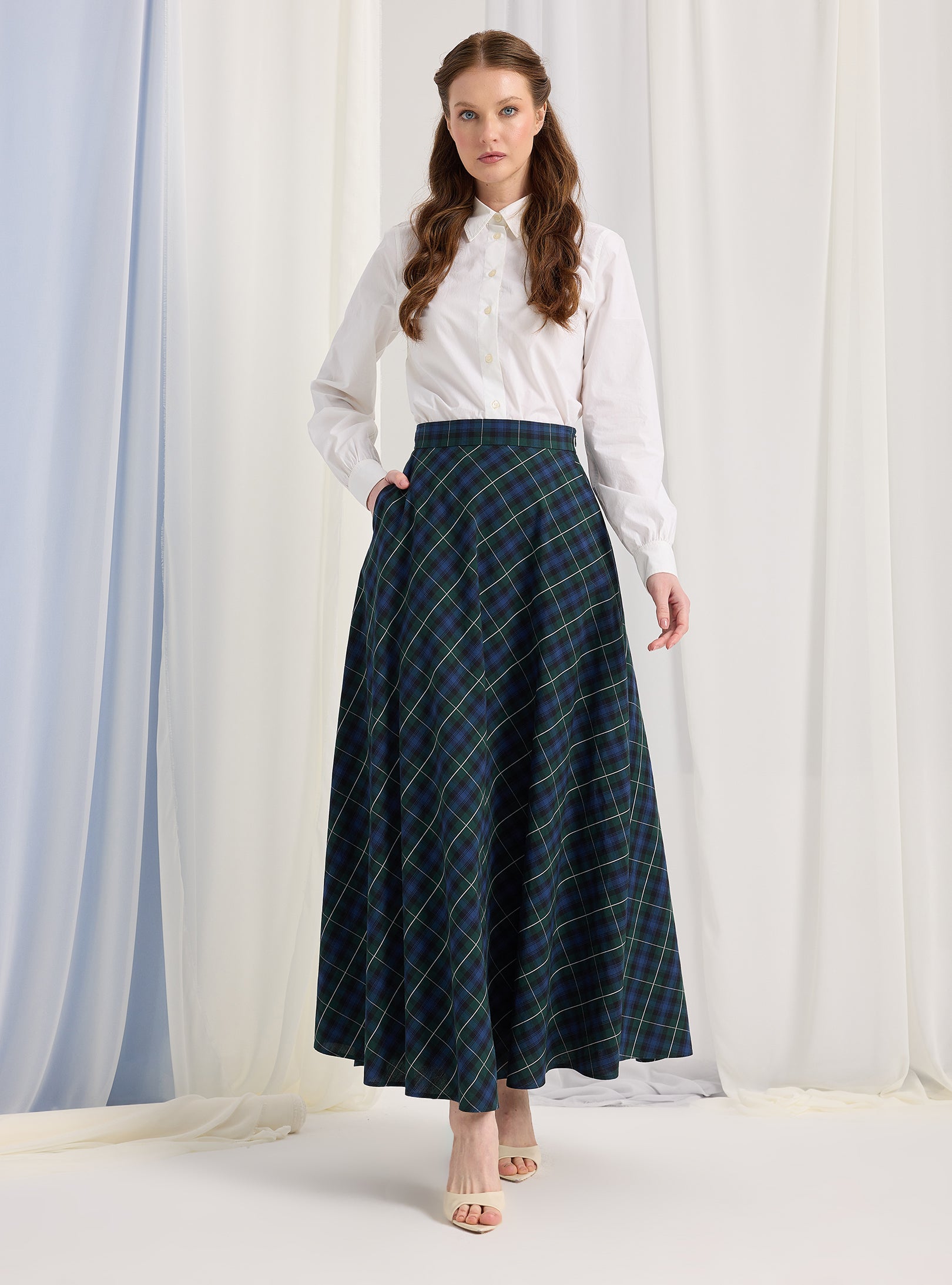 Green Check Maxi Skirt - Store WF