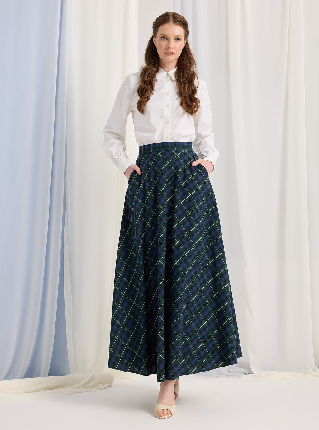Green Check Maxi Skirt - Store WF