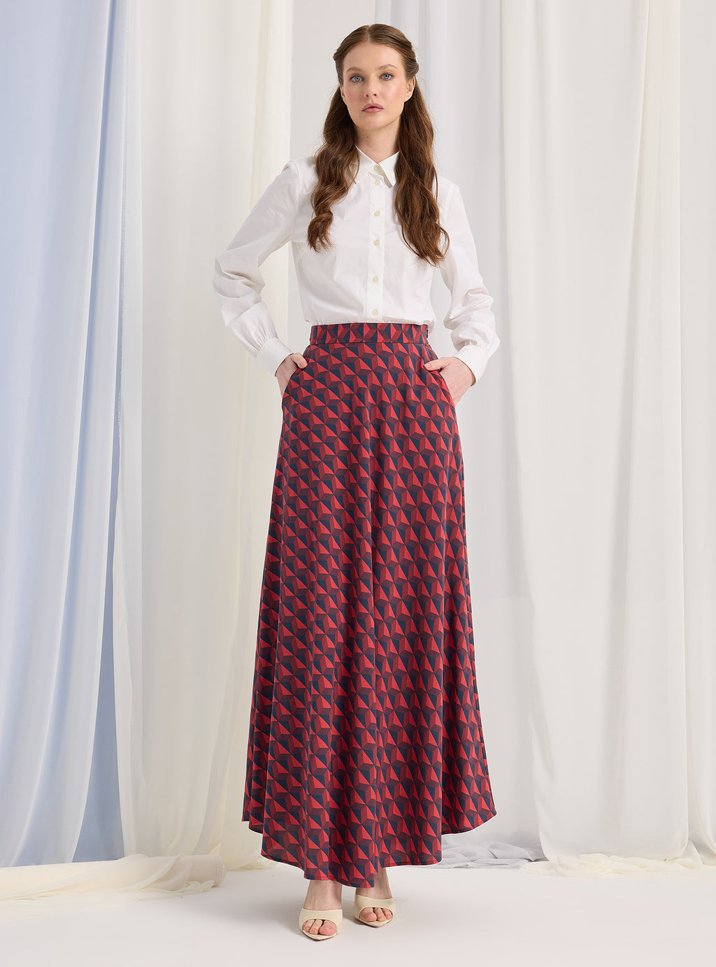 Cepli, Modern Baskılı Maxi Etek - WF Atelier