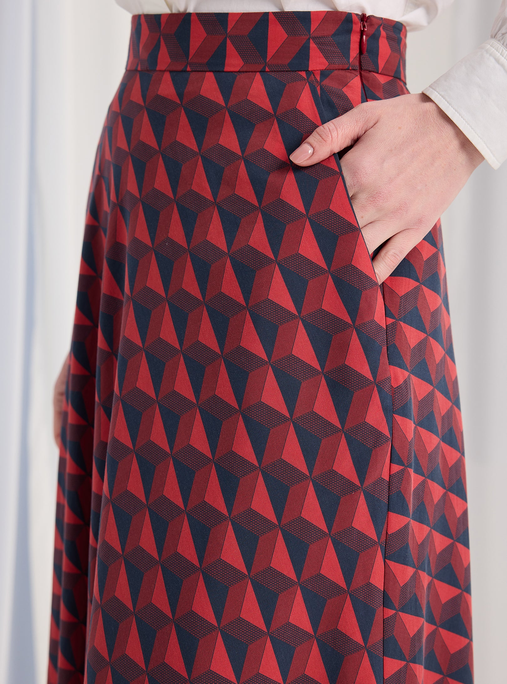 Modern Print Maxi Skirt with Pockets - WF Atelier - Store WF