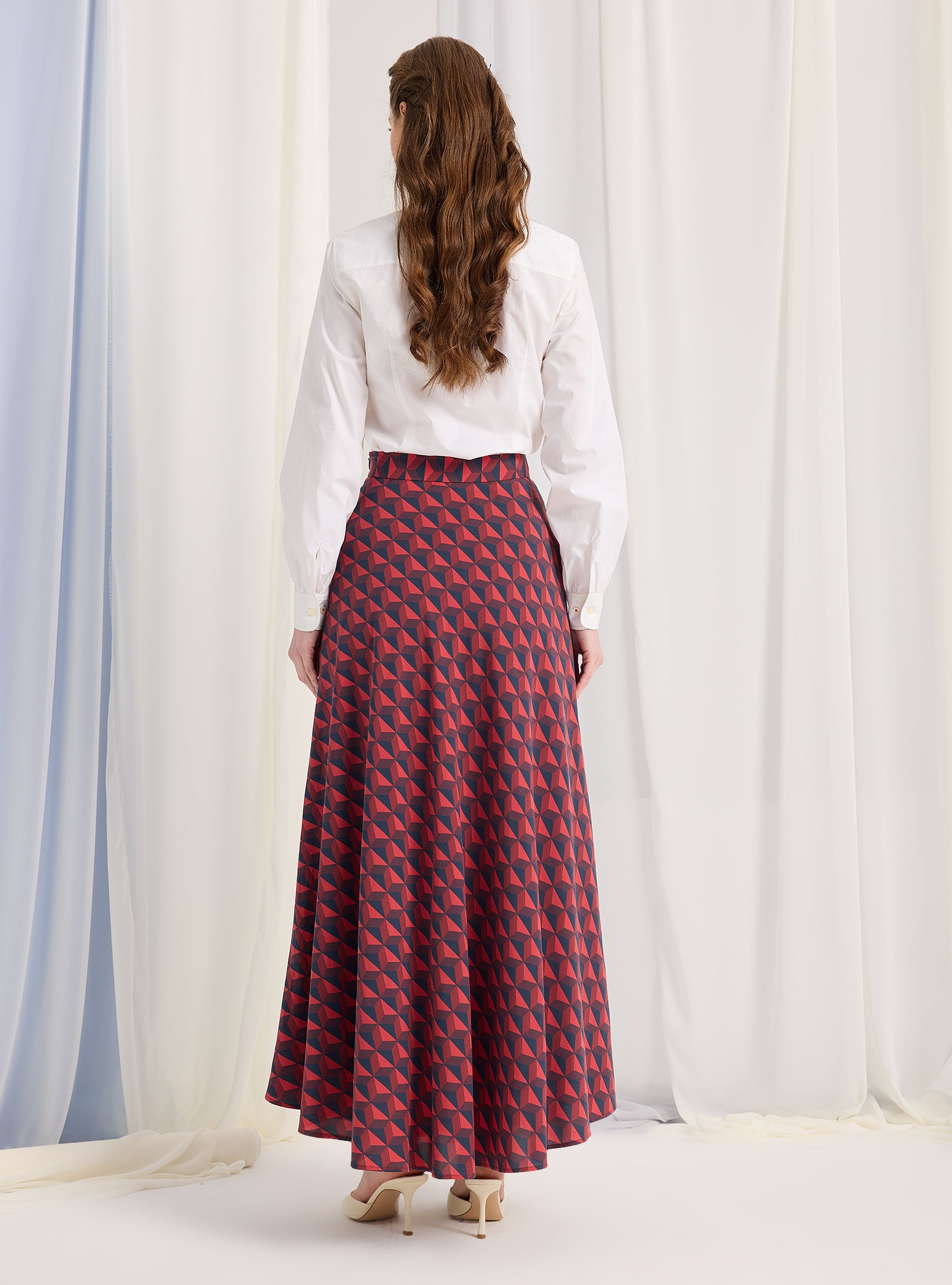 Modern Print Maxi Skirt with Pockets - WF Atelier - Store WF