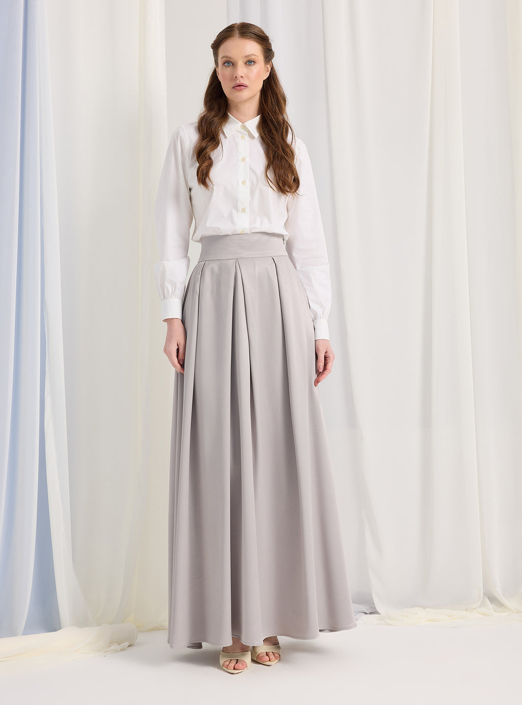 Silver Gray Maxi Skirt - Store WF