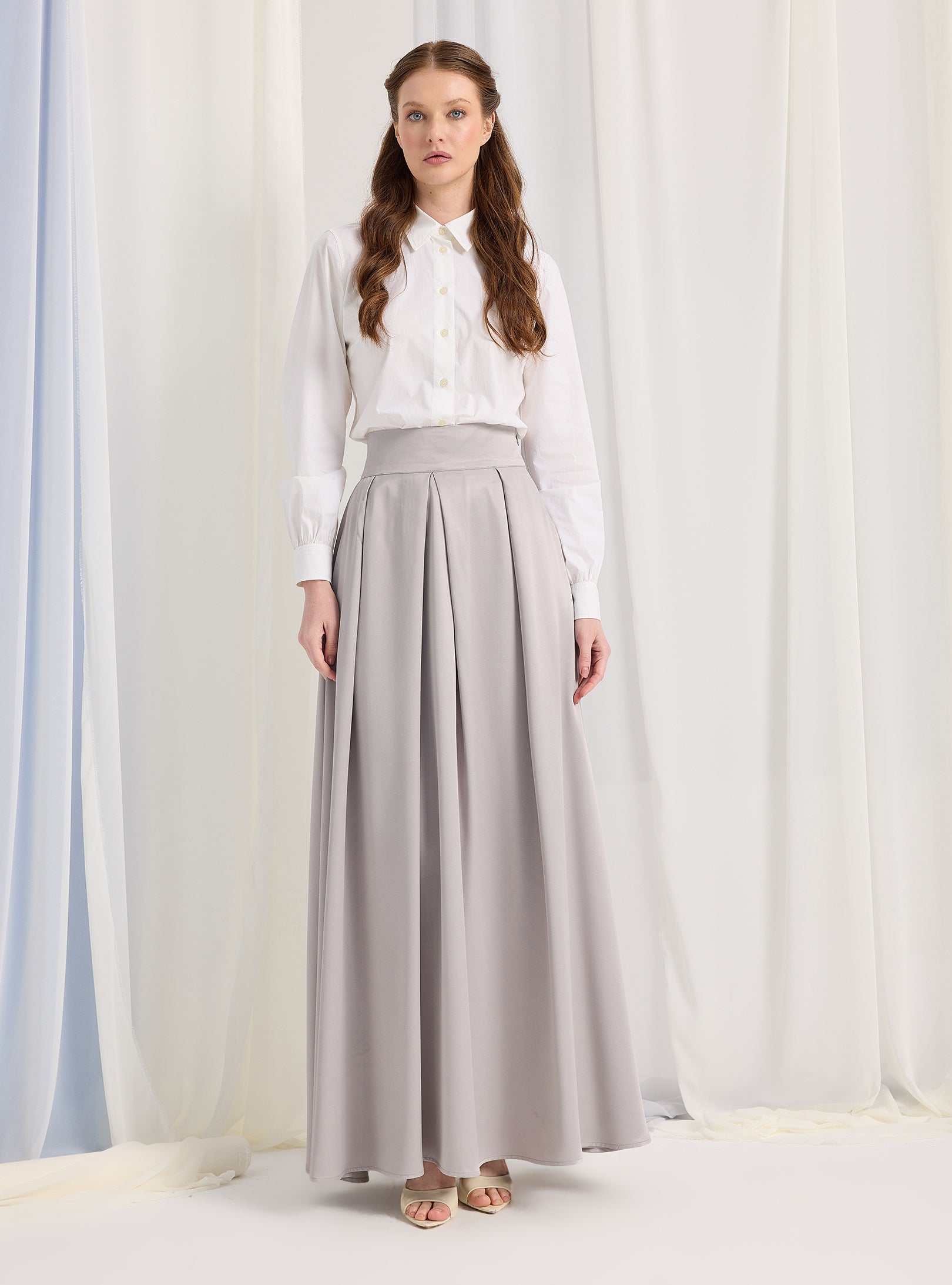 Silver Gray Maxi Skirt - Store WF