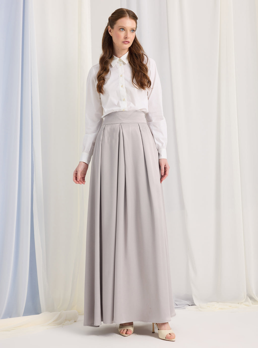 Silver Gray Maxi Skirt - Store WF