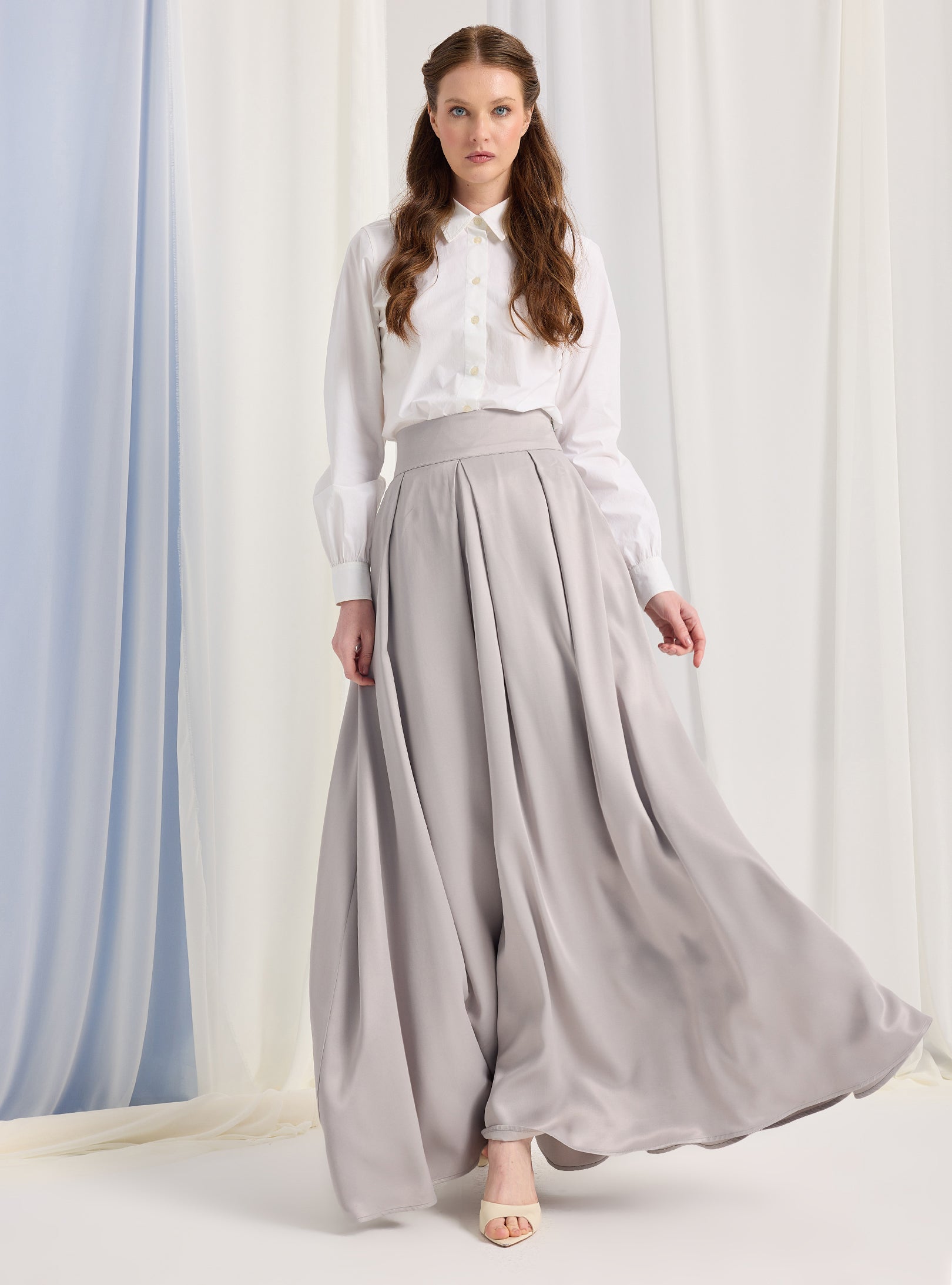 Silver Gray Maxi Skirt - Store WF