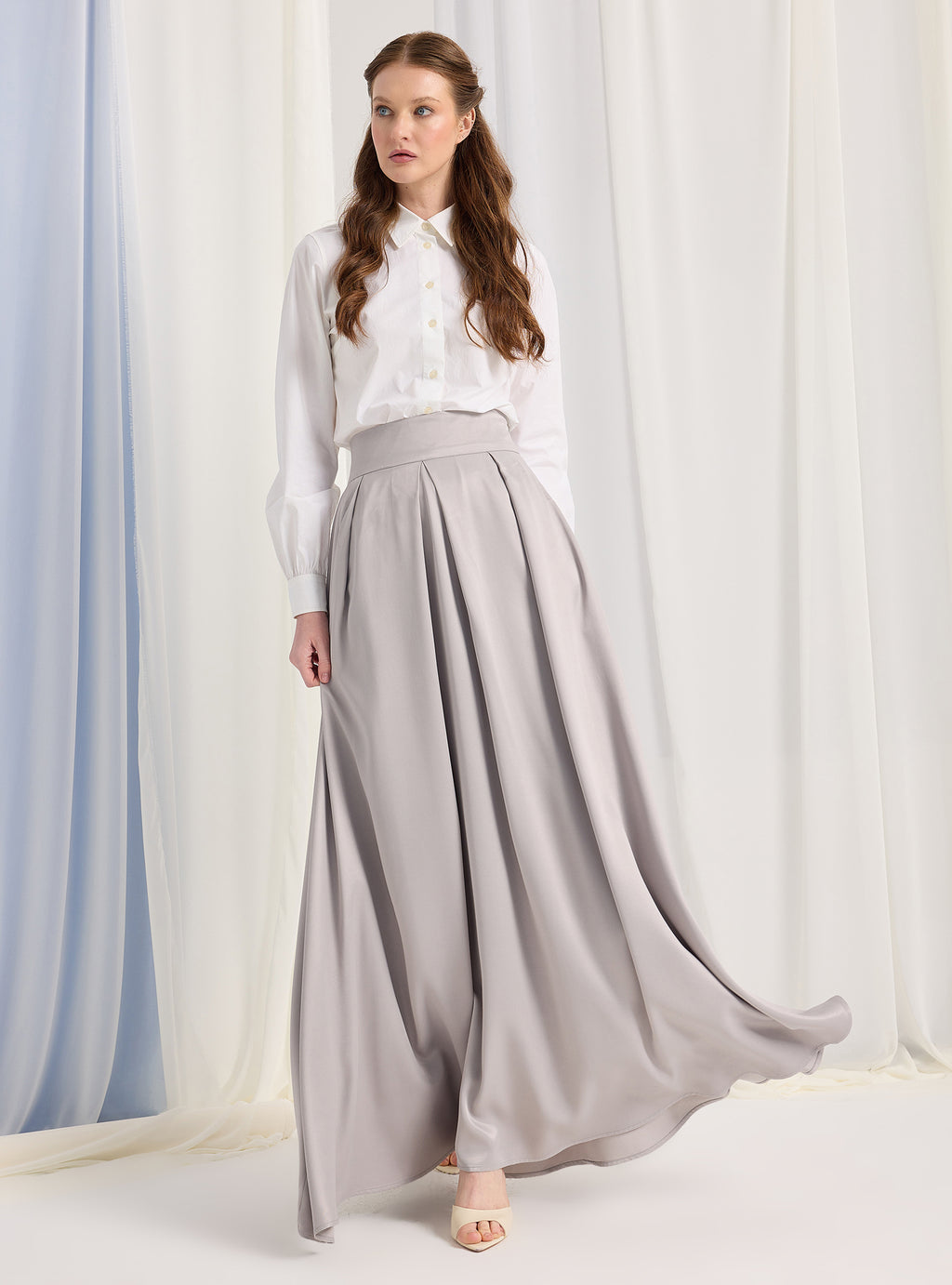 Silver Gray Maxi Skirt - Store WF
