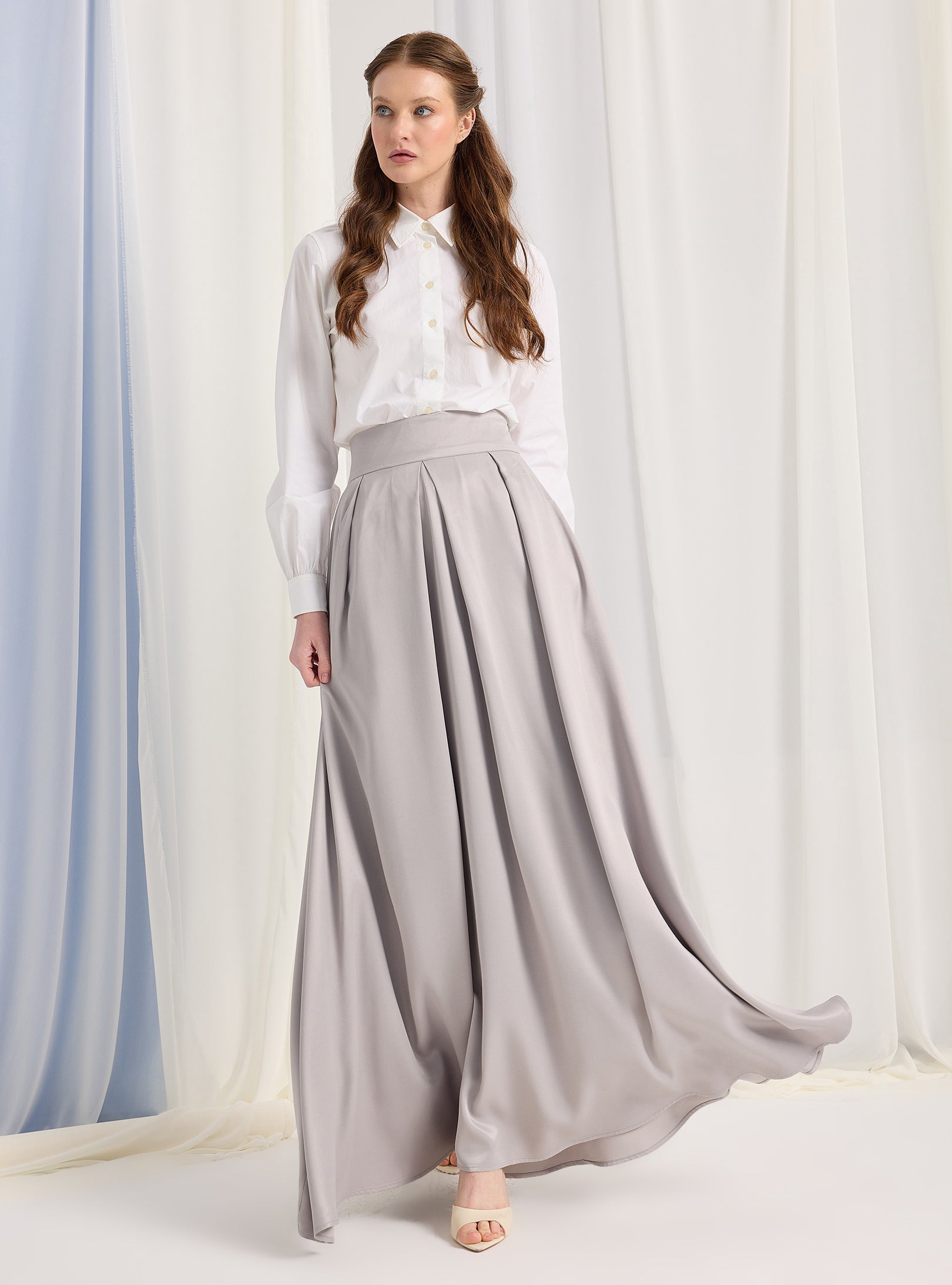 Silver Gray Maxi Skirt - Store WF