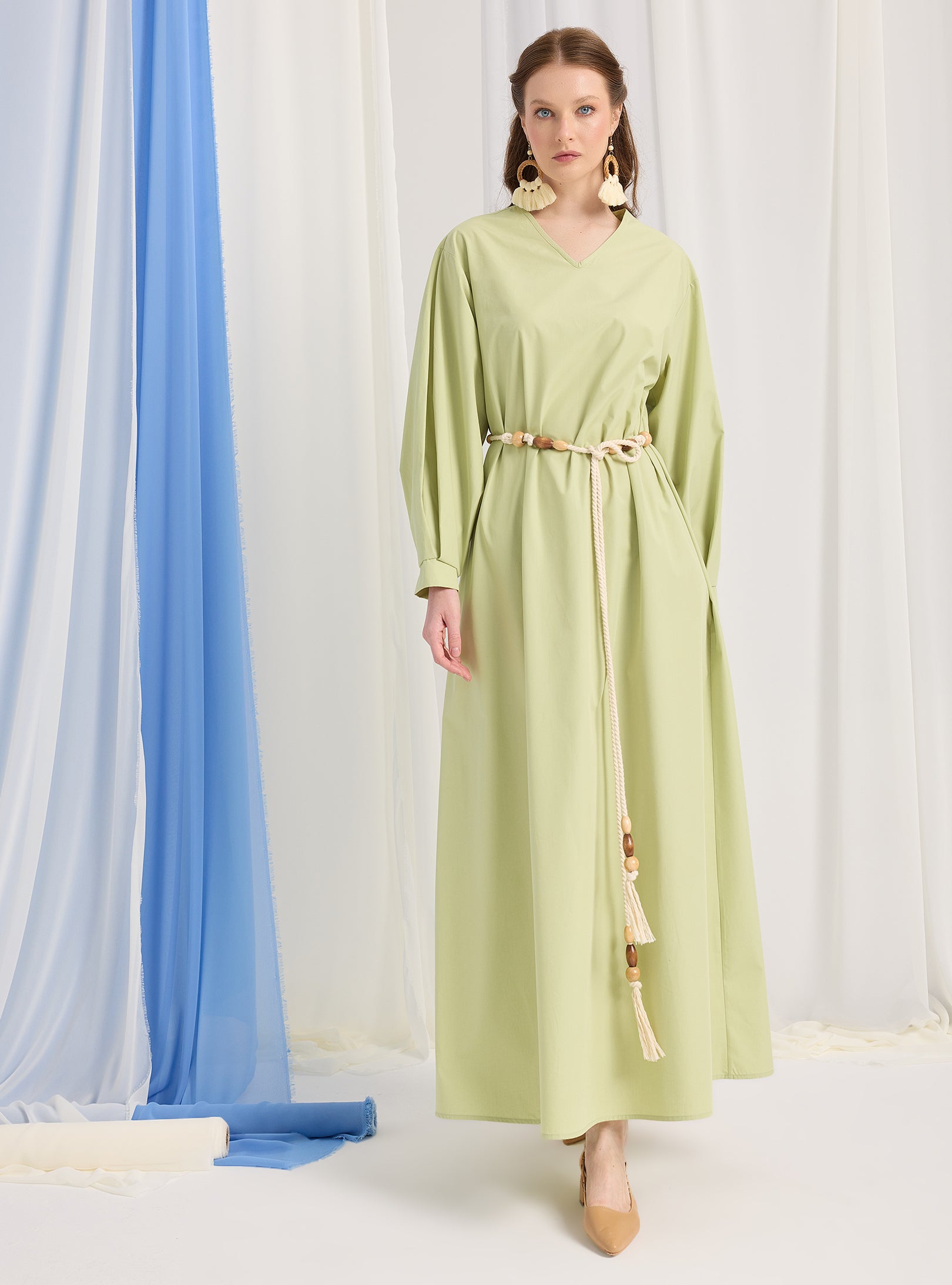 100% Cotton Poplin Belted Dress - Store WF