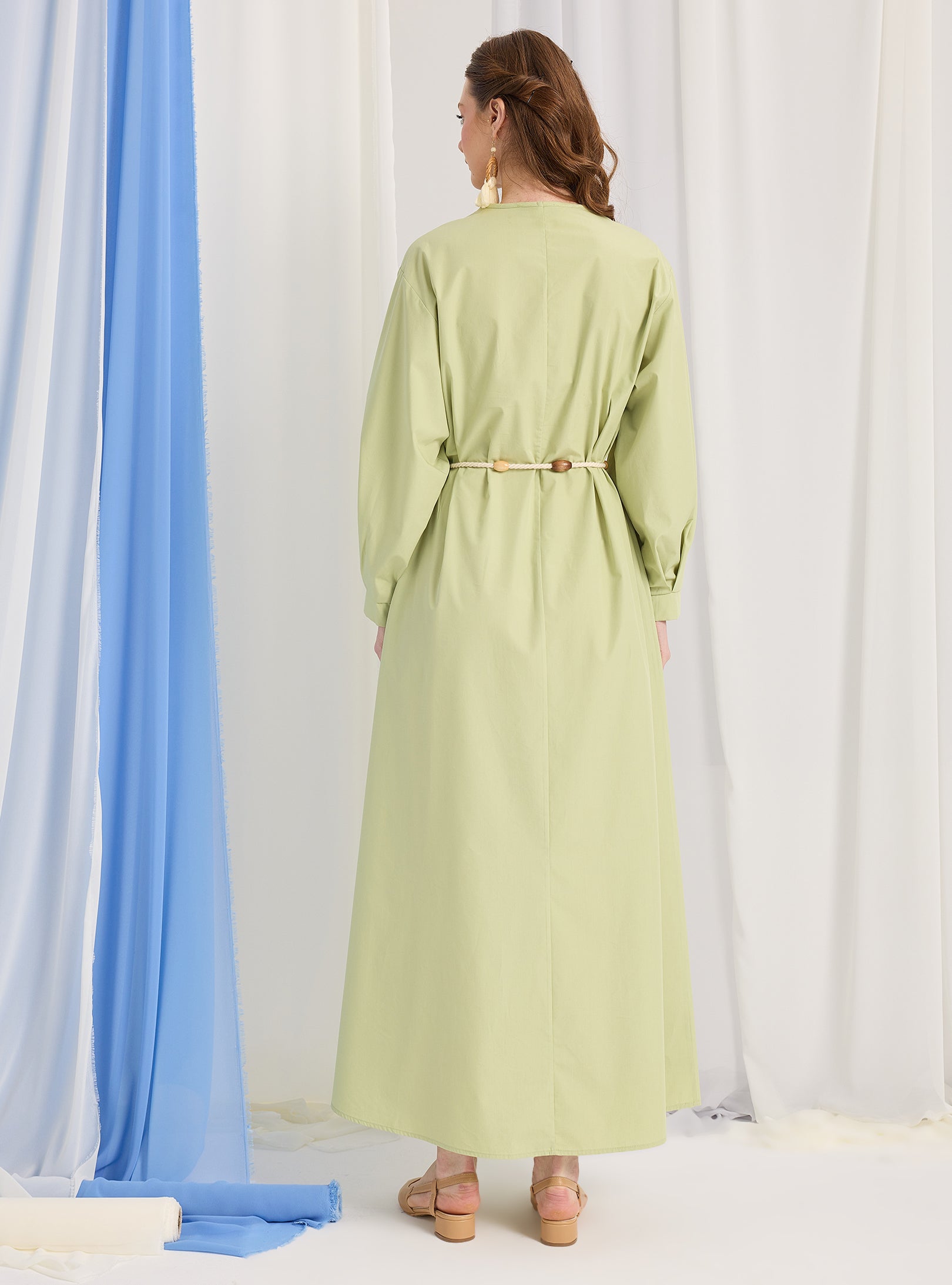 100% Cotton Poplin Belted Dress - Store WF