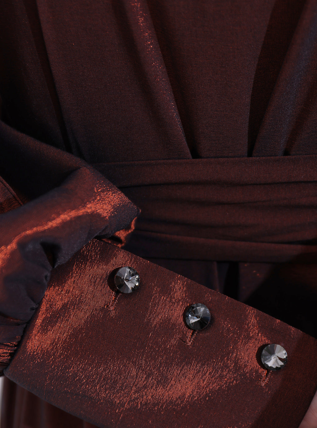 Bronze Metallic Taffeta Cristal Button Maxi Dress - Store WF