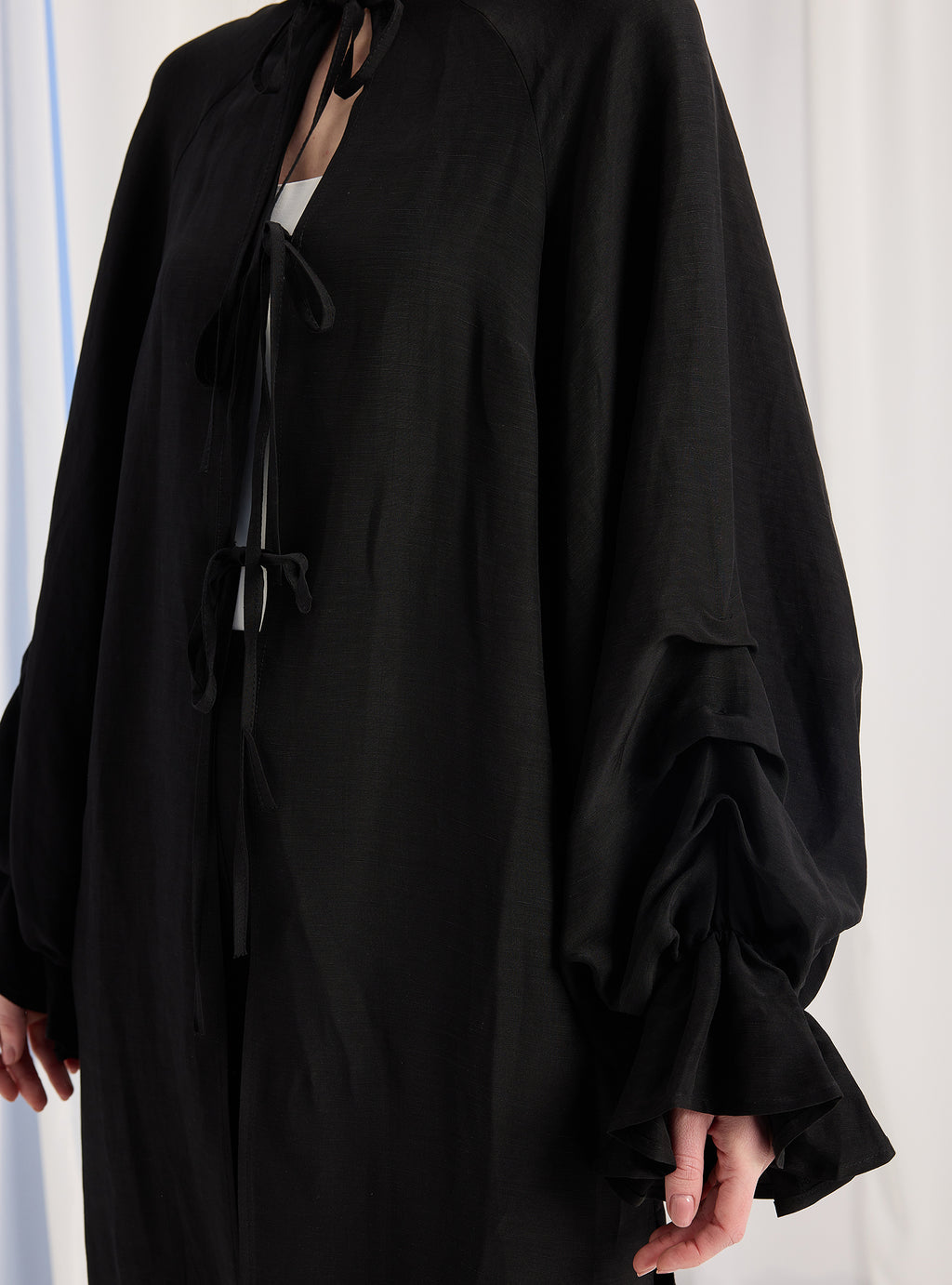 Black Balloon Sleeve Kimono Trousers Set - Store WF