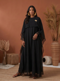 Black Organza Double Layer Kaftan Dress - Store WF